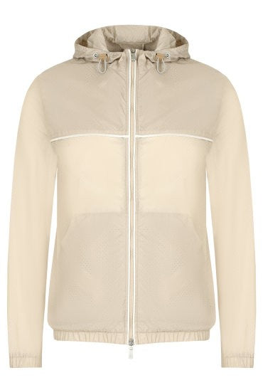 $1,645 ELEVENTY - Neutral Perforated Nylon Hooded Rain Jacket Coat- 40R