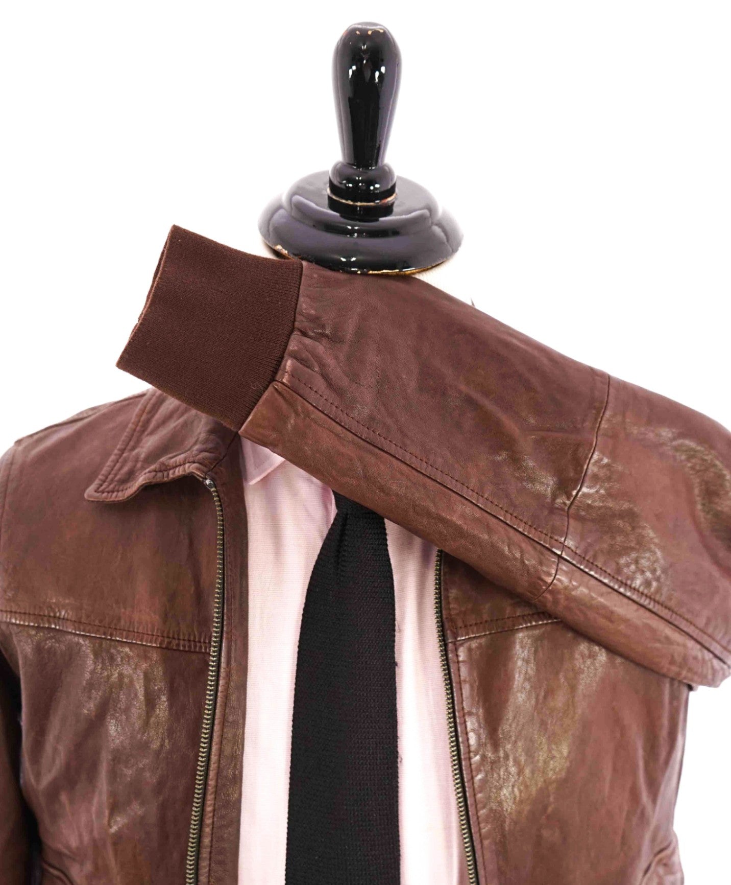 $1,495 ELEVENTY - Distressed LEATHER Aviator/Bomber Jacket - 40US M