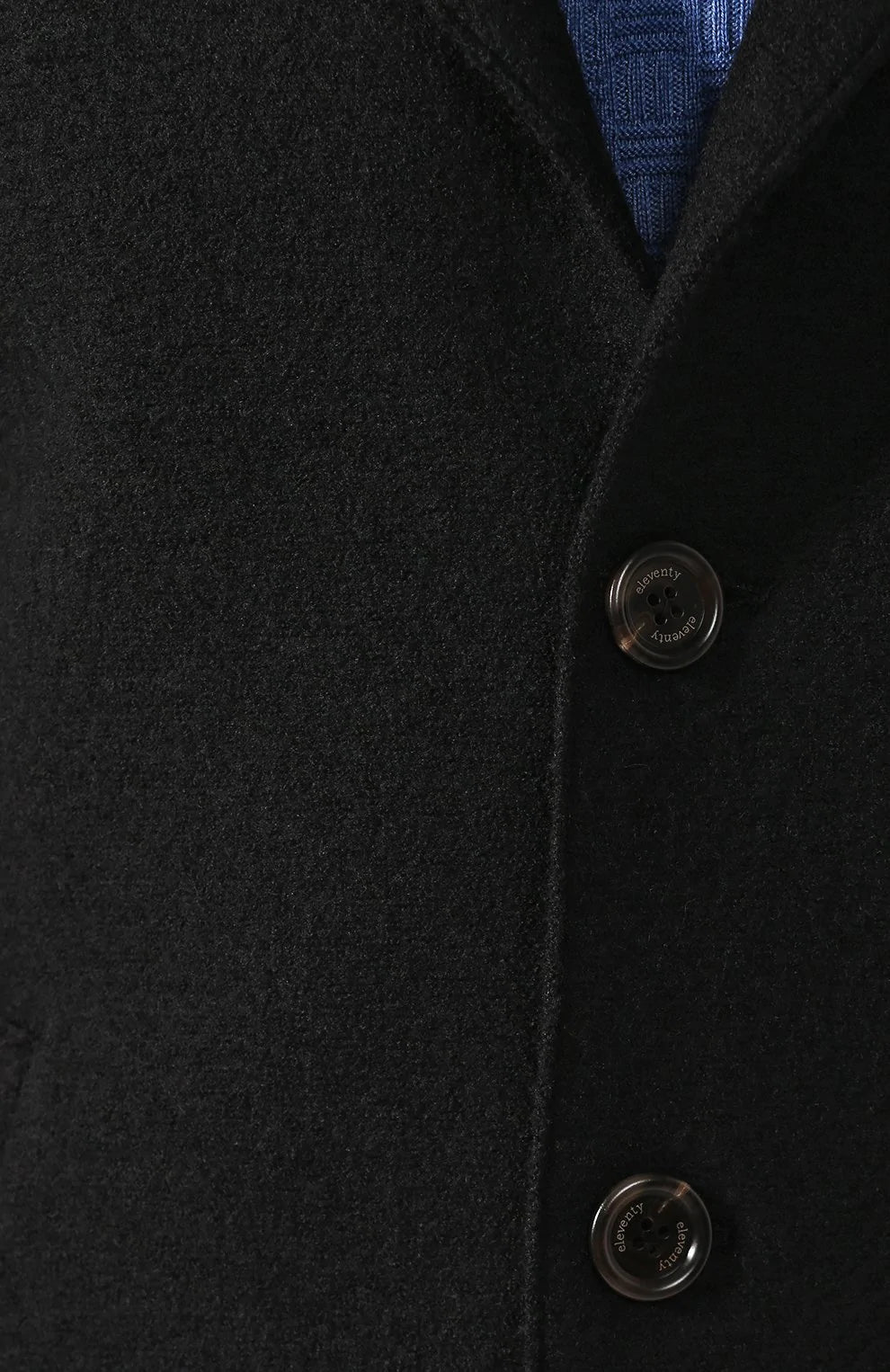 $1,395 ELEVENTY - Black Essential Pure Wool Top Coat - 44 US (54EU)