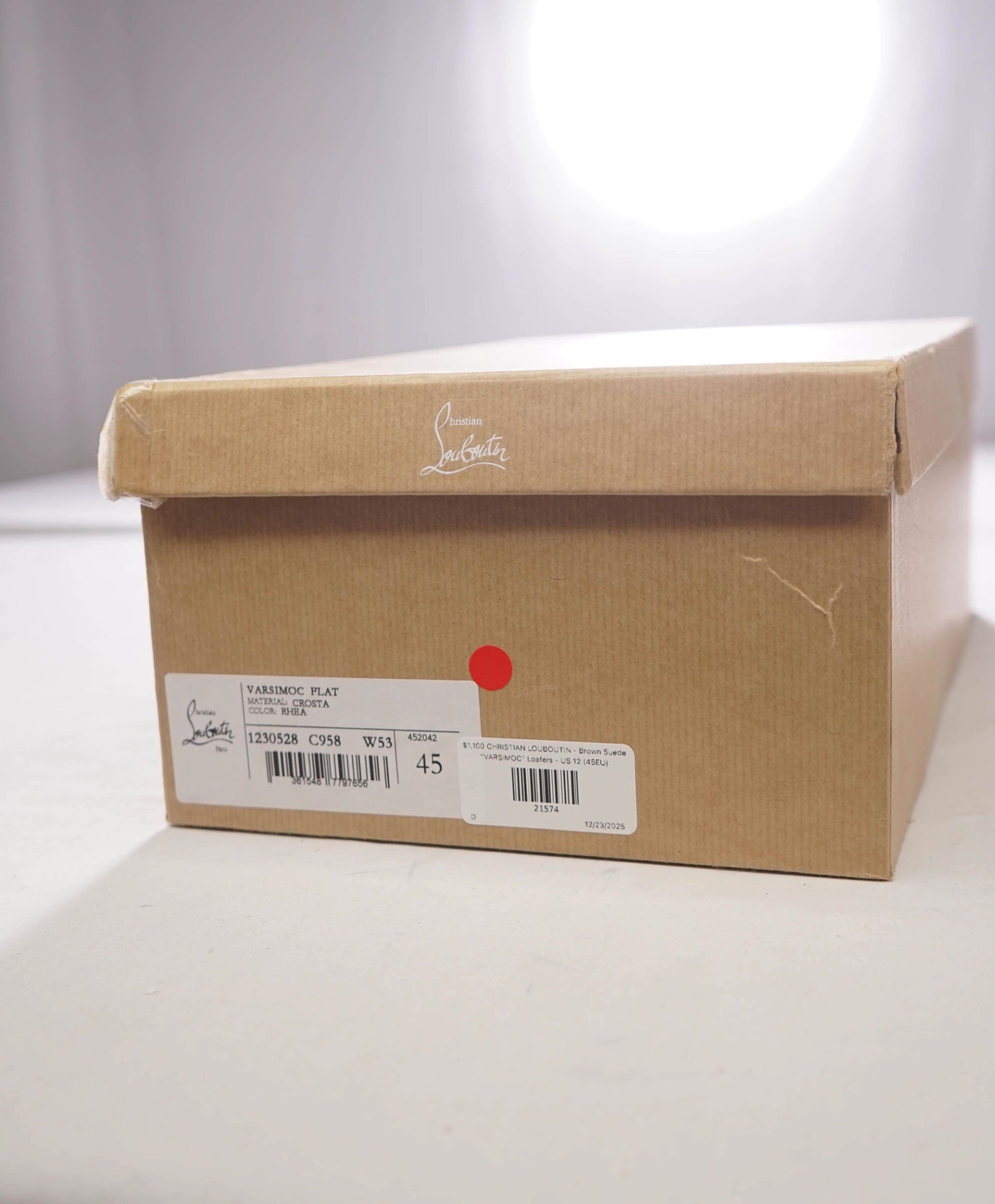 $1,100 CHRISTIAN LOUBOUTIN - Brown Suede "VARSIMOC" Loafers - US 12 (45EU)