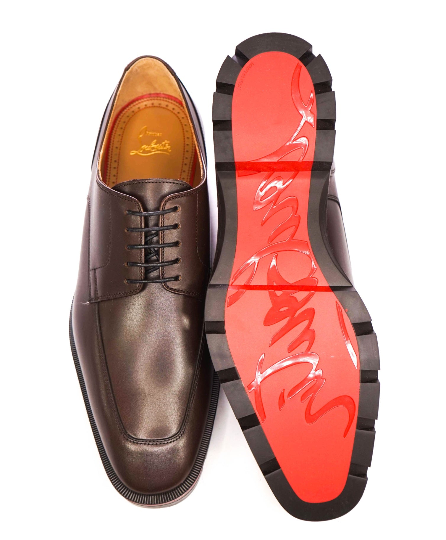 $1,190 CHRISTIAN LOUBOUTIN - Brown Lug Sole *DAVISOL* Derby - US 13 (46EU)