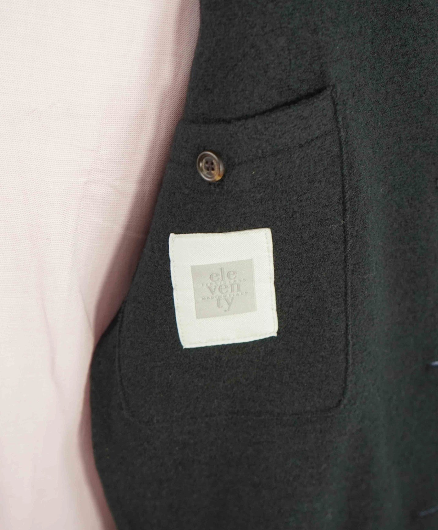 $1,395 ELEVENTY - Black Essential Pure Wool Top Coat - 44 US (54EU)