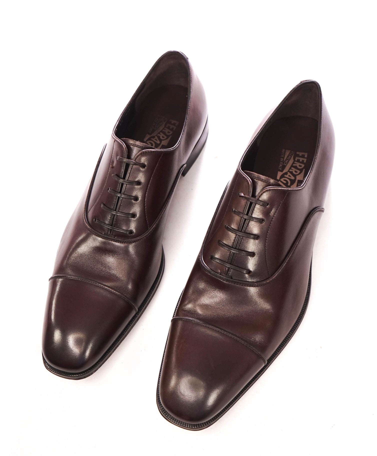 $895 FERRAGAMO - Brown Leather *LUCE* Oxfords - 11.5 D