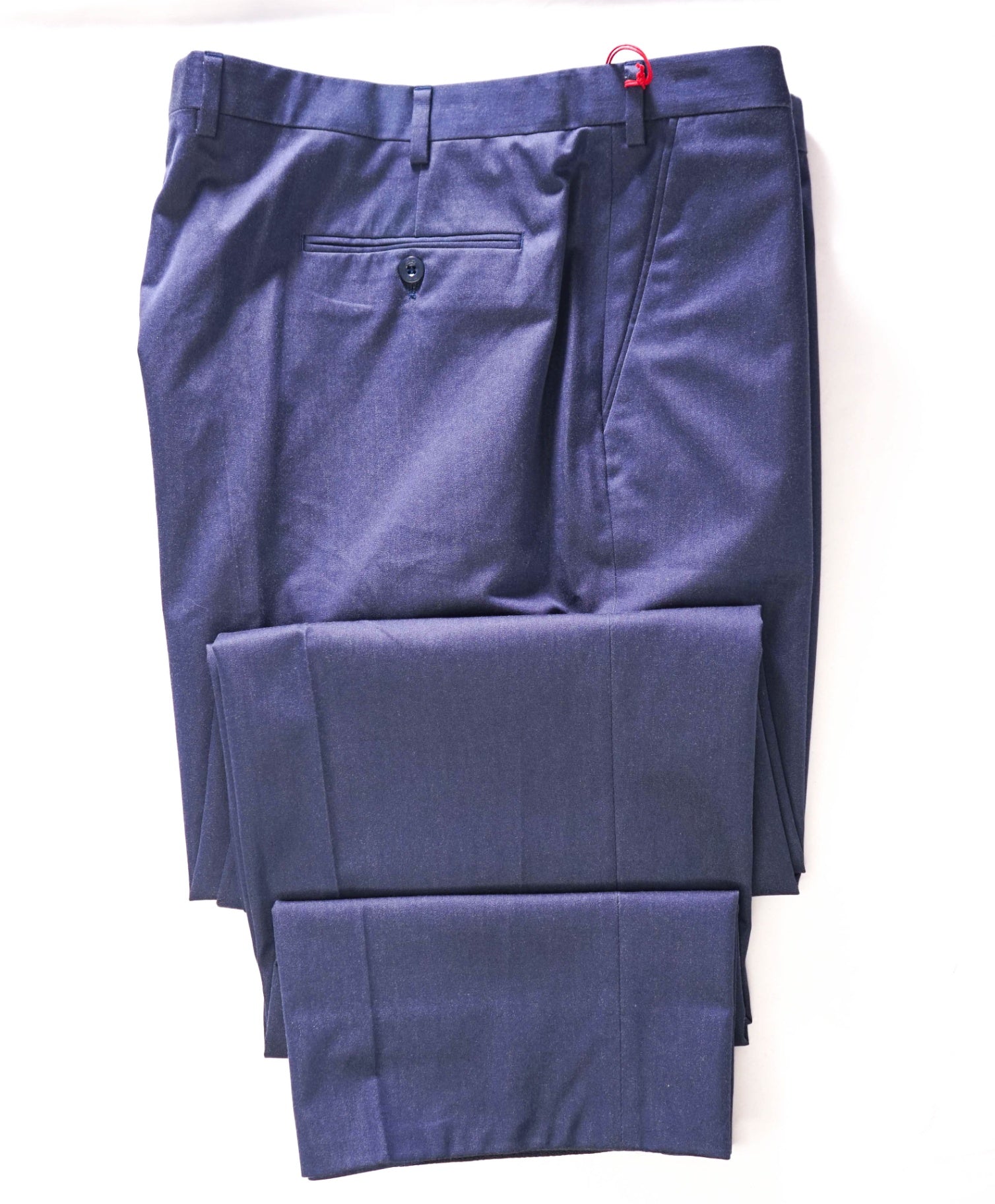 $725 BRIONI - Solid Blue Cotton Flat Front Pants - 44W