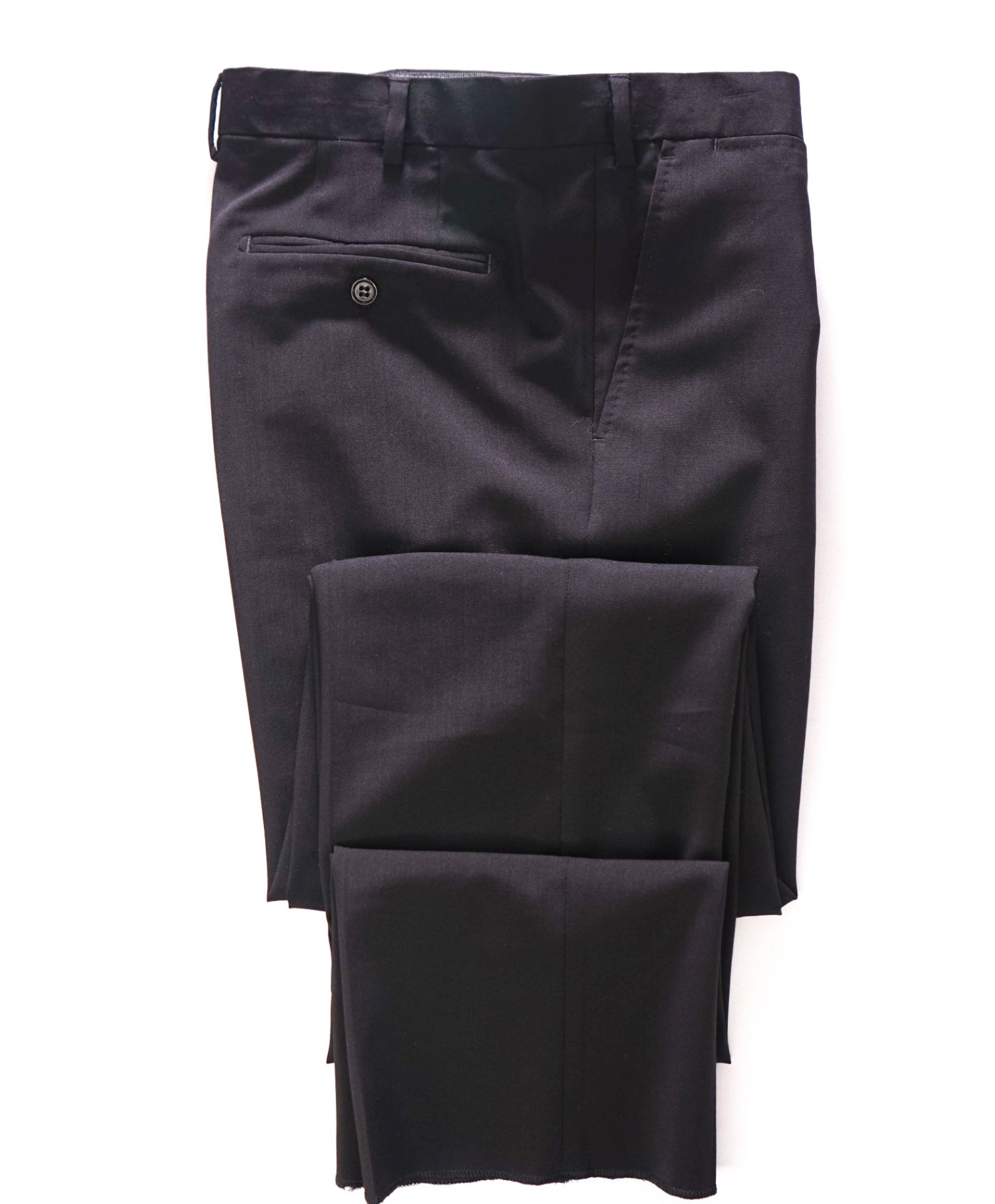 $495 EMPORIO ARMANI - Solid Black Wool Flat Front Pants - 38W