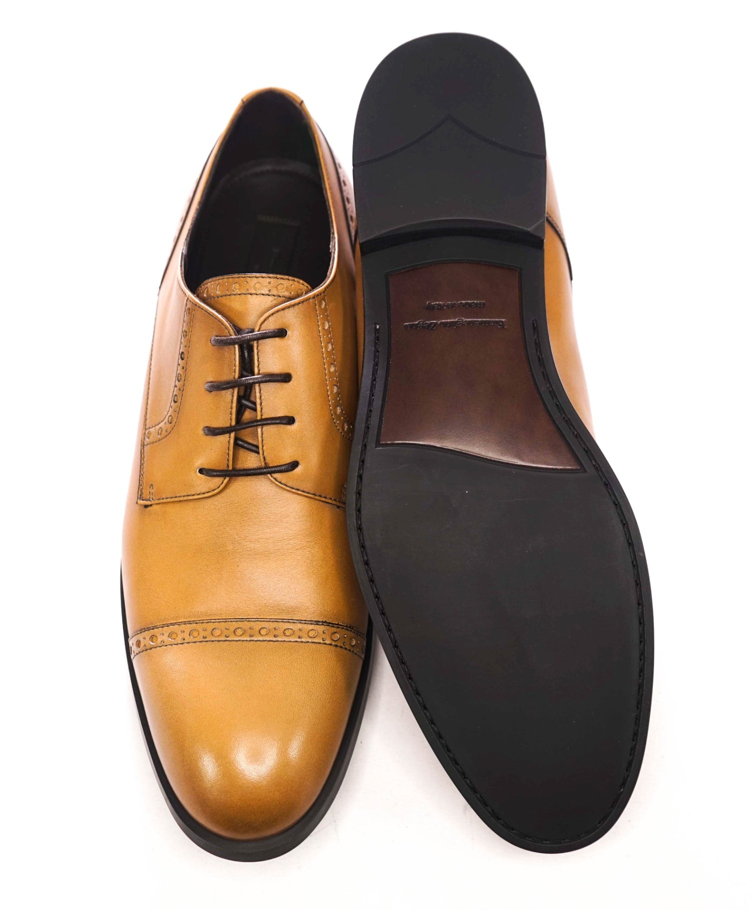 $960 ZEGNA - Light Brown Leather "SIENA FLEX" Derby - US 12.5 (11.5UK)