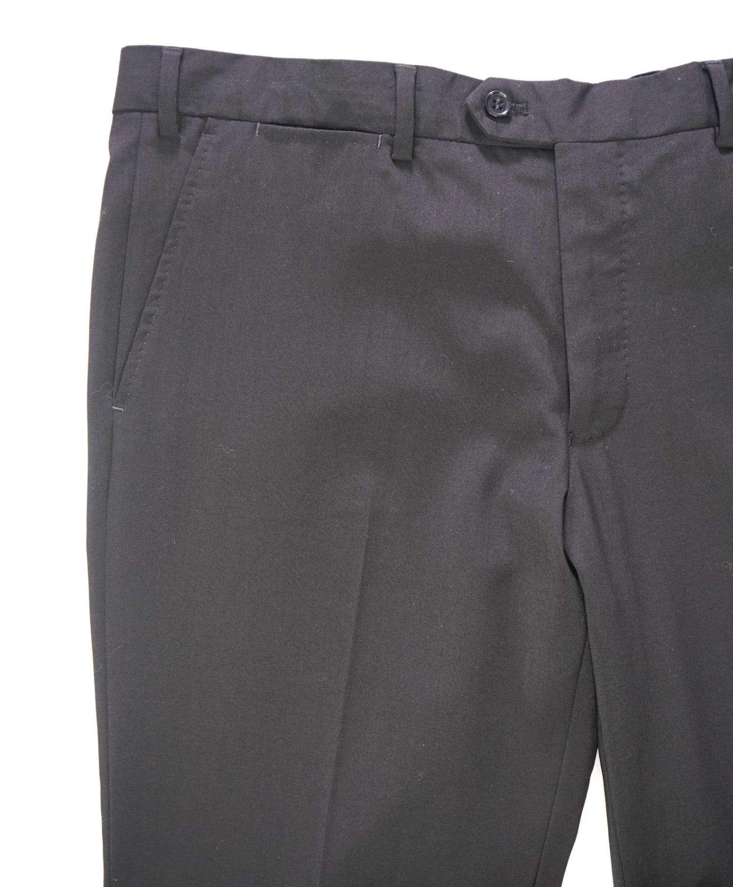 $495 EMPORIO ARMANI - Solid Black Wool Flat Front Pants - 38W