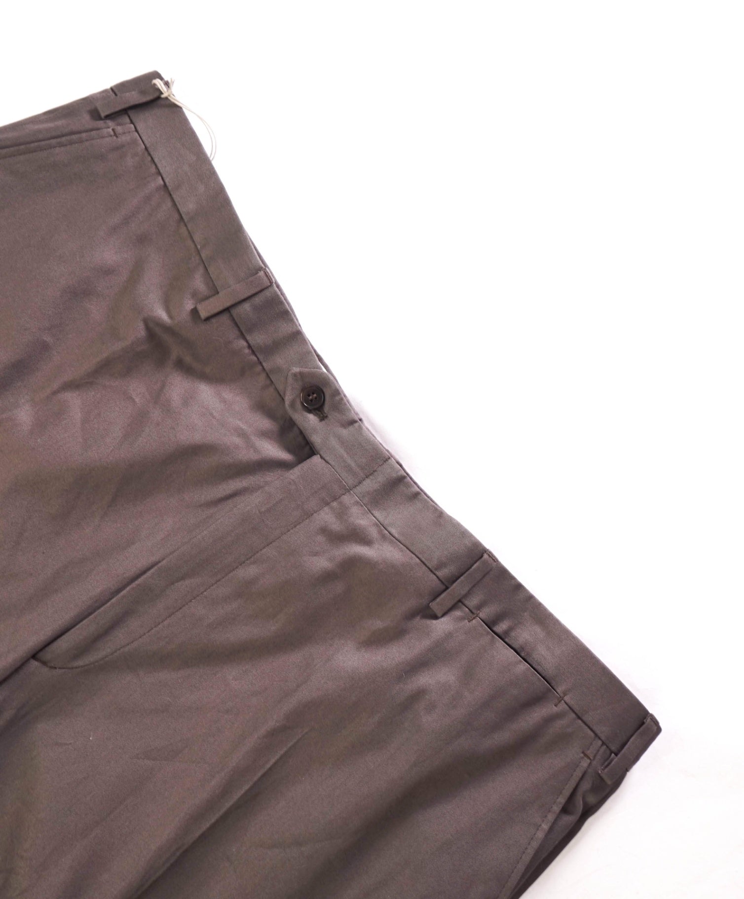 $675 BRIONI - Solid Gray/Brown Cotton Flat Front Pants - 42W