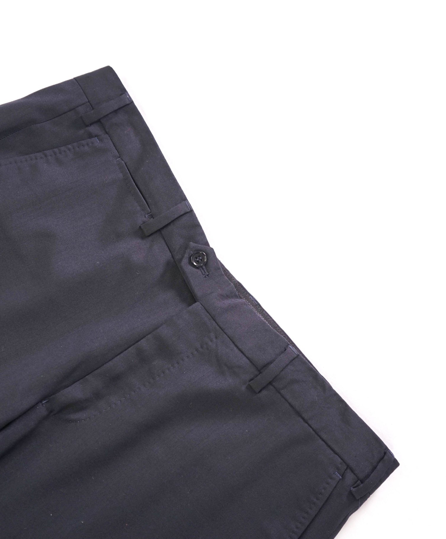 $495 EMPORIO ARMANI - Solid Navy Wool Flat Front Pants - 36W