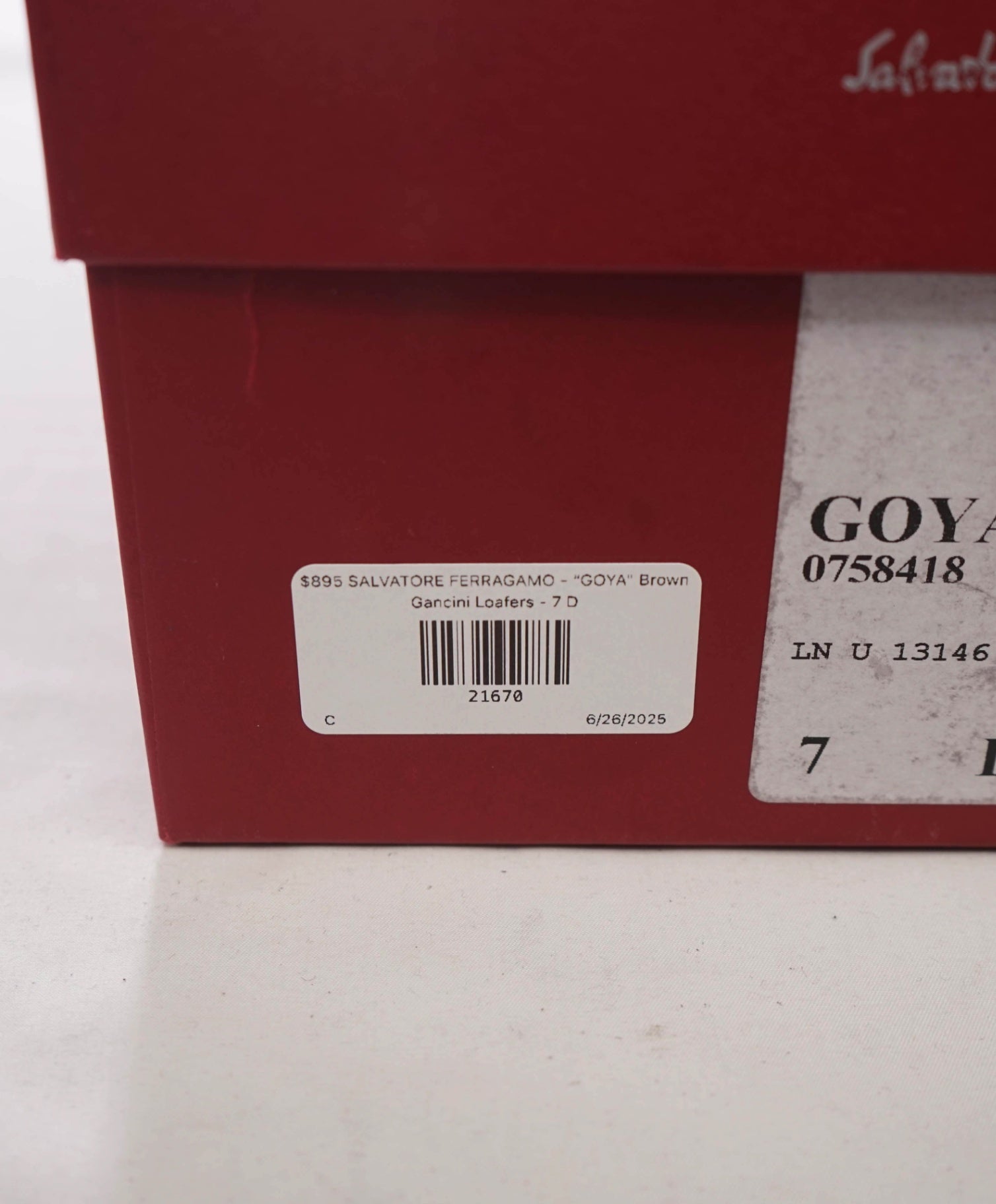 $895 SALVATORE FERRAGAMO - “GOYA" Brown Gancini Loafers - 7 D