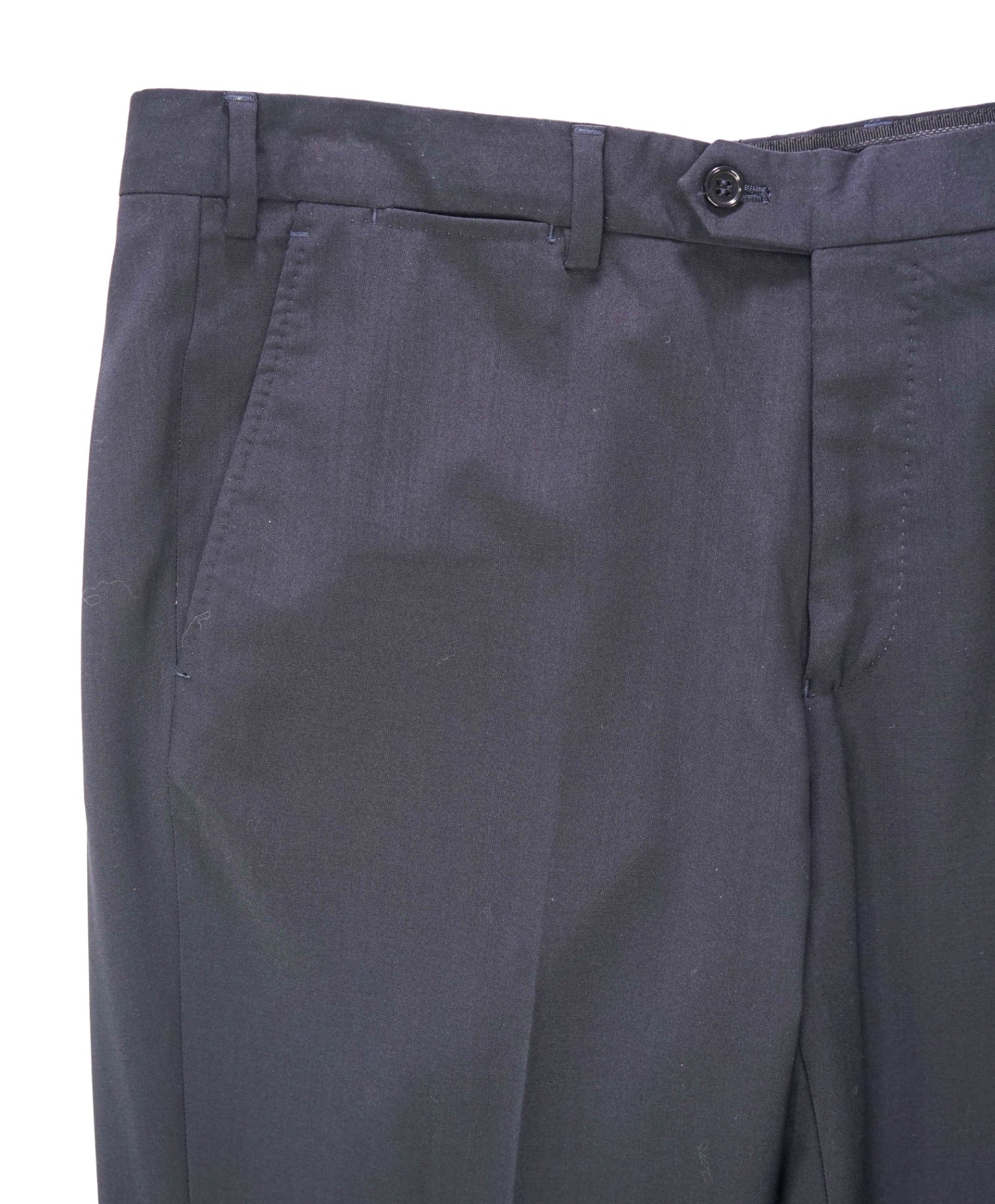 $495 EMPORIO ARMANI - Solid Navy Wool Flat Front Pants - 36W