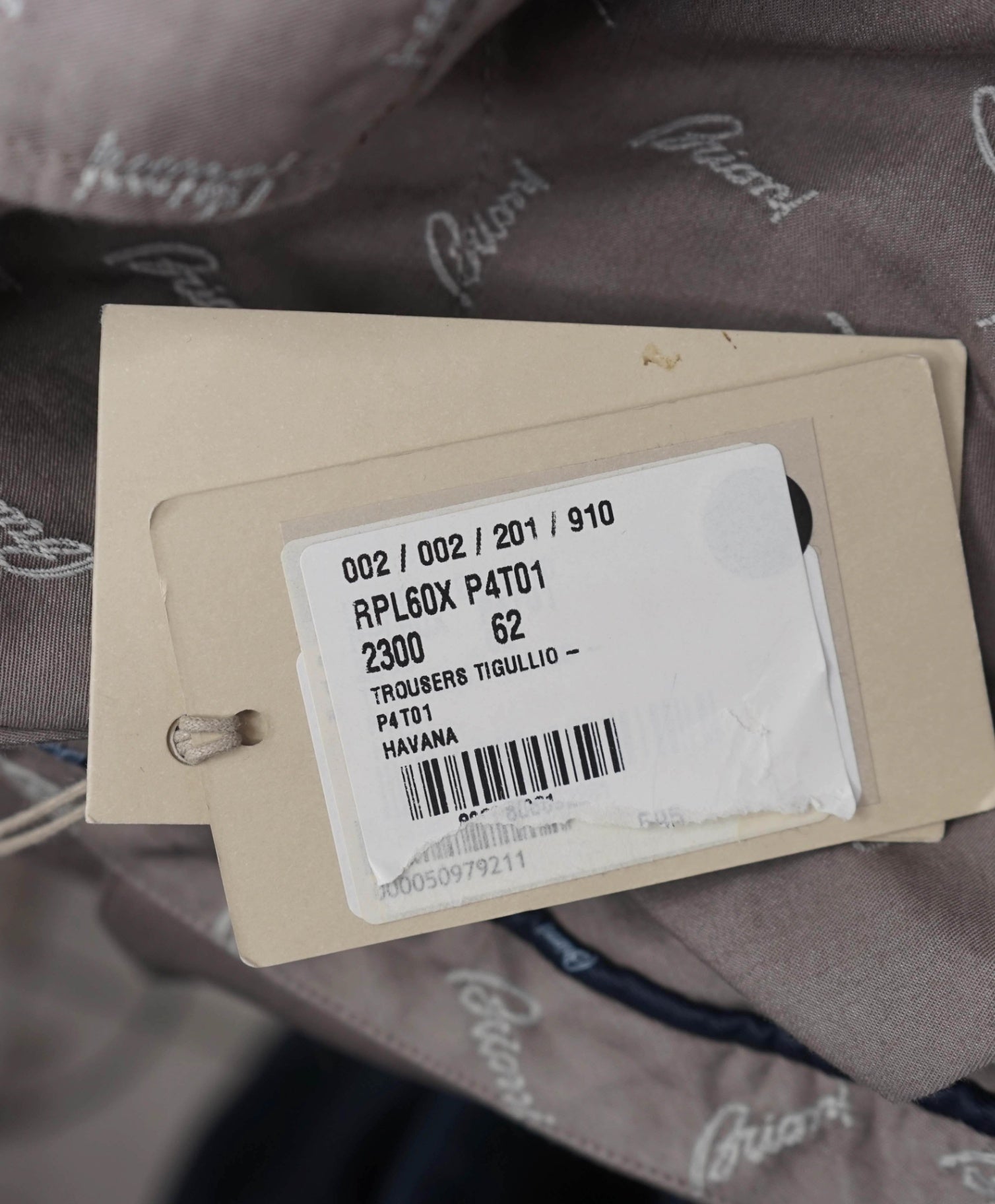 $995 BRIONI - Solid Gray/Brown Cotton Flat Front Pants - 42W