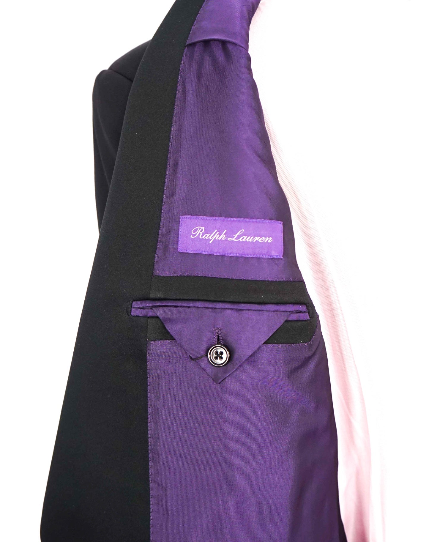 $5,995 RALPH LAUREN PURPLE LABEL - Black Shawl Collar Tuxedo - 42L