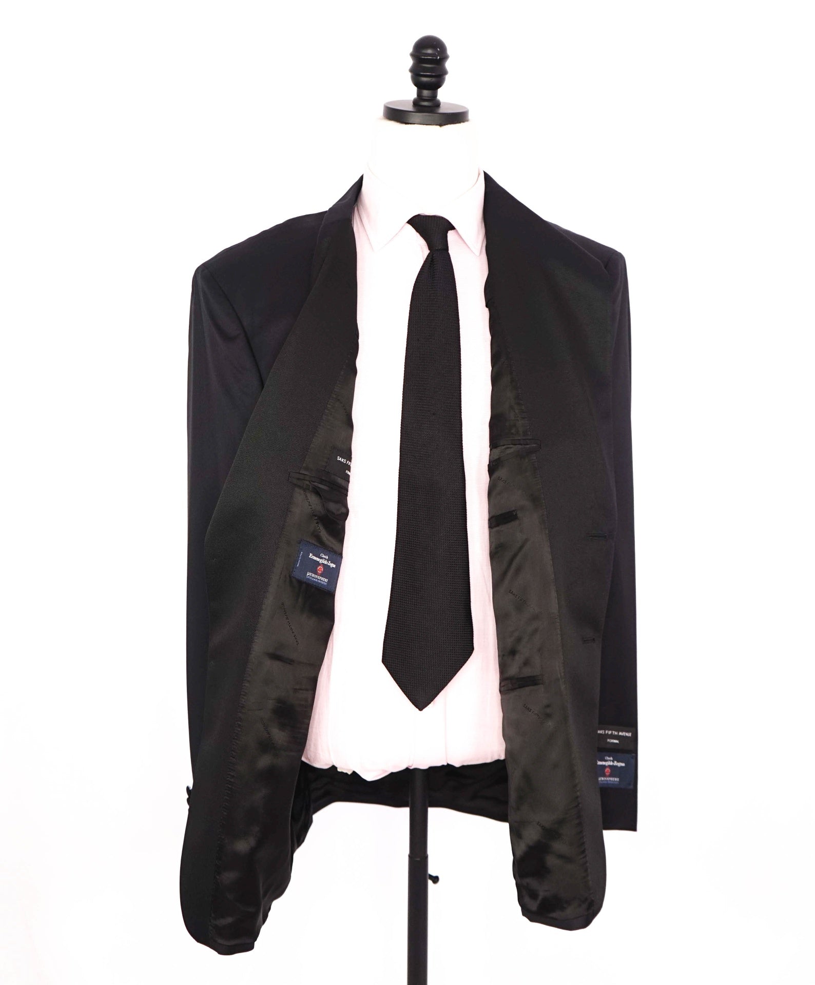 $1,295 ZEGNA For SAKS 5TH AVE - Black Wool Classic Tuxedo - 46R