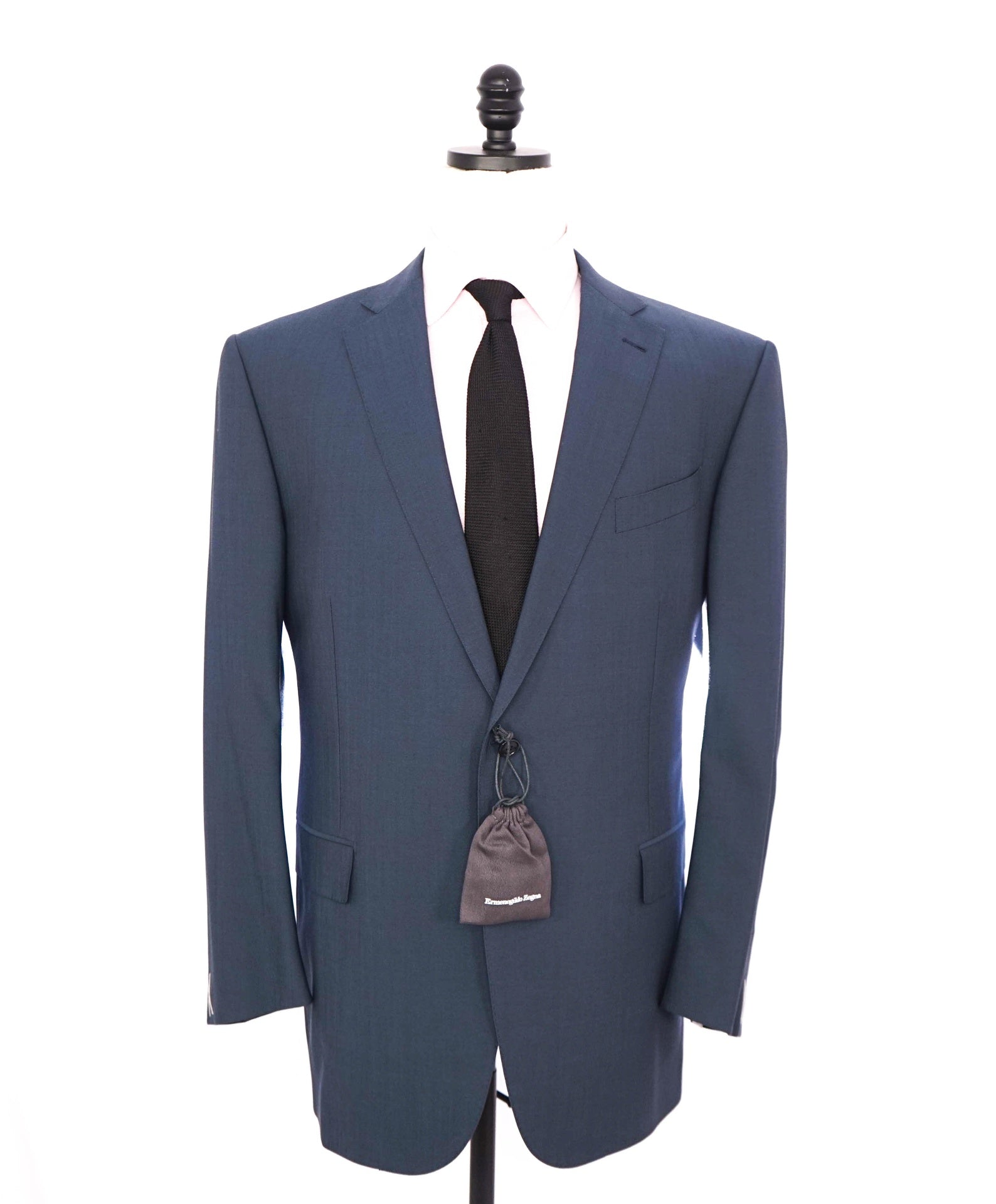 $4,495 ZEGNA - Solid Blue Wool "SU MISURA" Custom Suit - 50R US