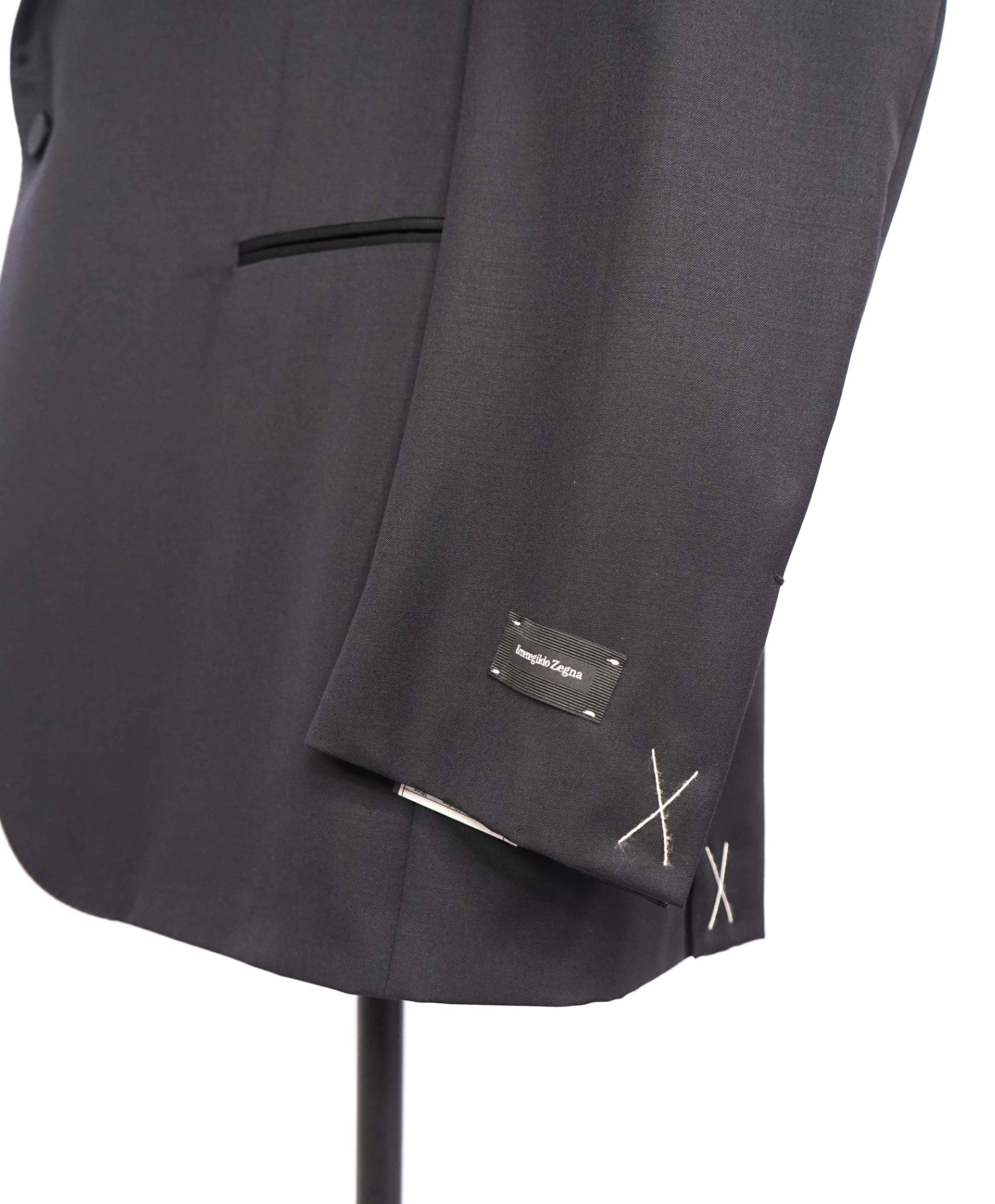 $3,395 ZEGNA - Black "MICRONSPHERE" Wool Peak Lapel Tuxedo - 50R US