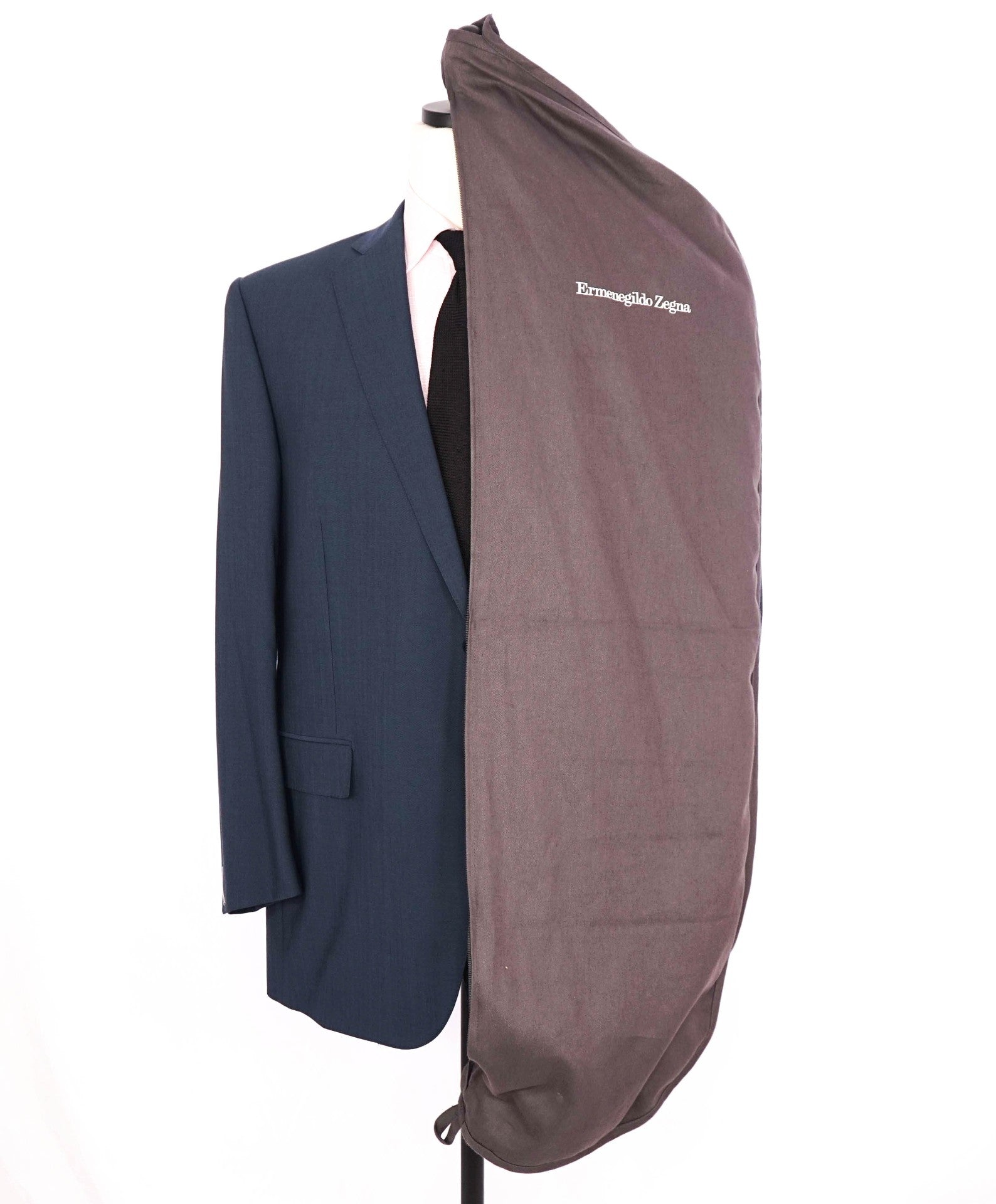 $4,495 ZEGNA - Solid Blue Wool "SU MISURA" Custom Suit - 50R US