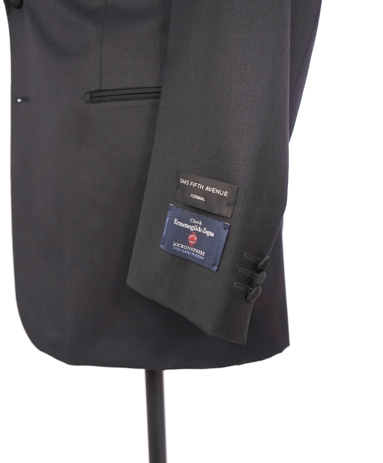 $1,295 ZEGNA For SAKS 5TH AVE - Black Wool Classic Tuxedo - 46R