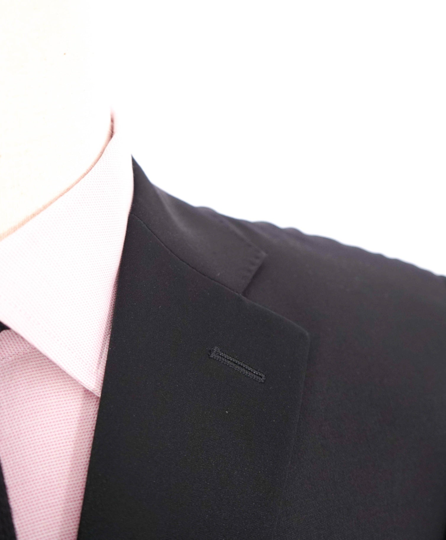 $2,195 CANALI - Solid Black Wool Notch Lapel Tuxedo - 38R US