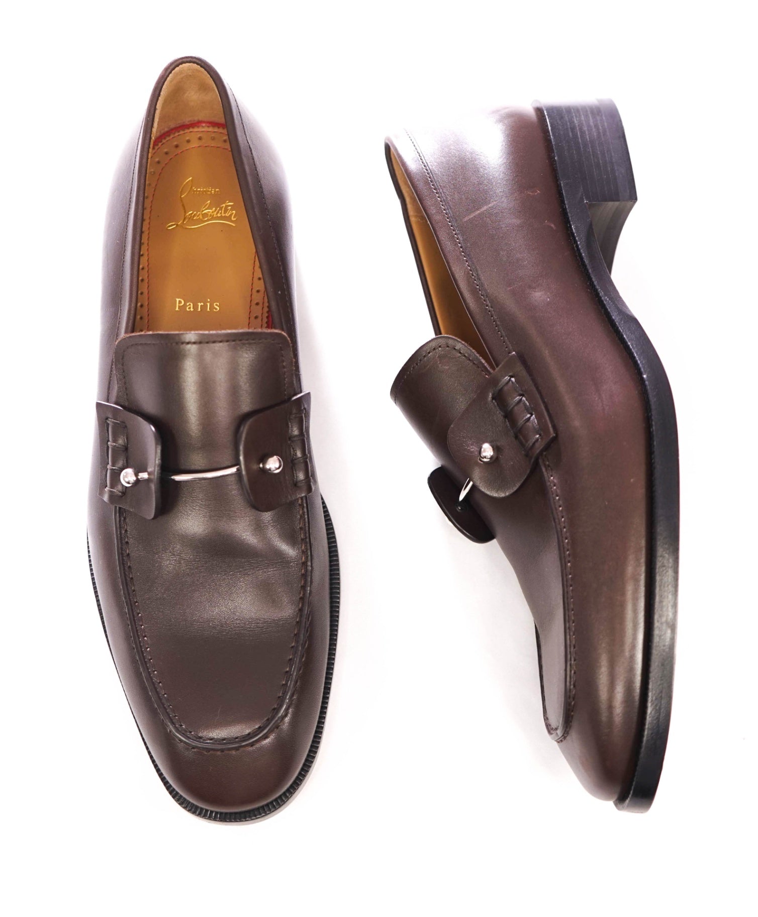 $1,195 Christian Louboutin - Brown Leather *CHAMBELIMOC* Loafers - US 11 (EU44)