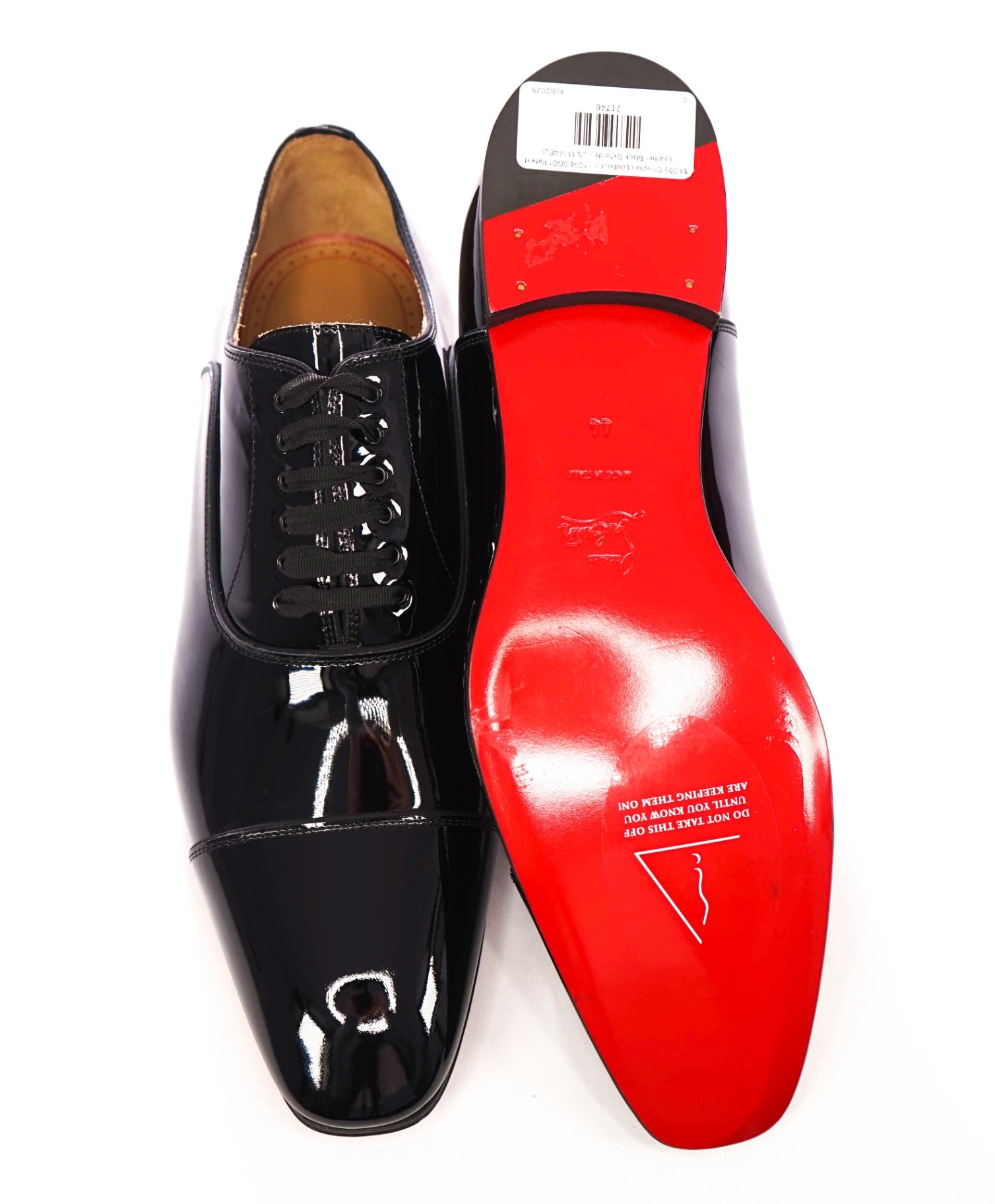 $1,095 Christian Louboutin - *GREGGO* Patent Leather Black Oxfords - US 11 (44EU)