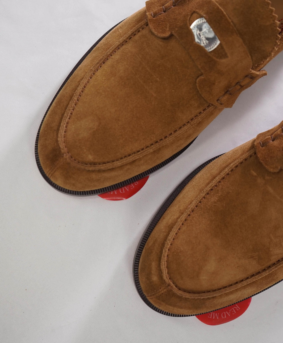 $1,145 CHRISTIAN LOUBOUTIN - *PENNY* Tobacco Suede Loafers - 10.5US (43.5EU)