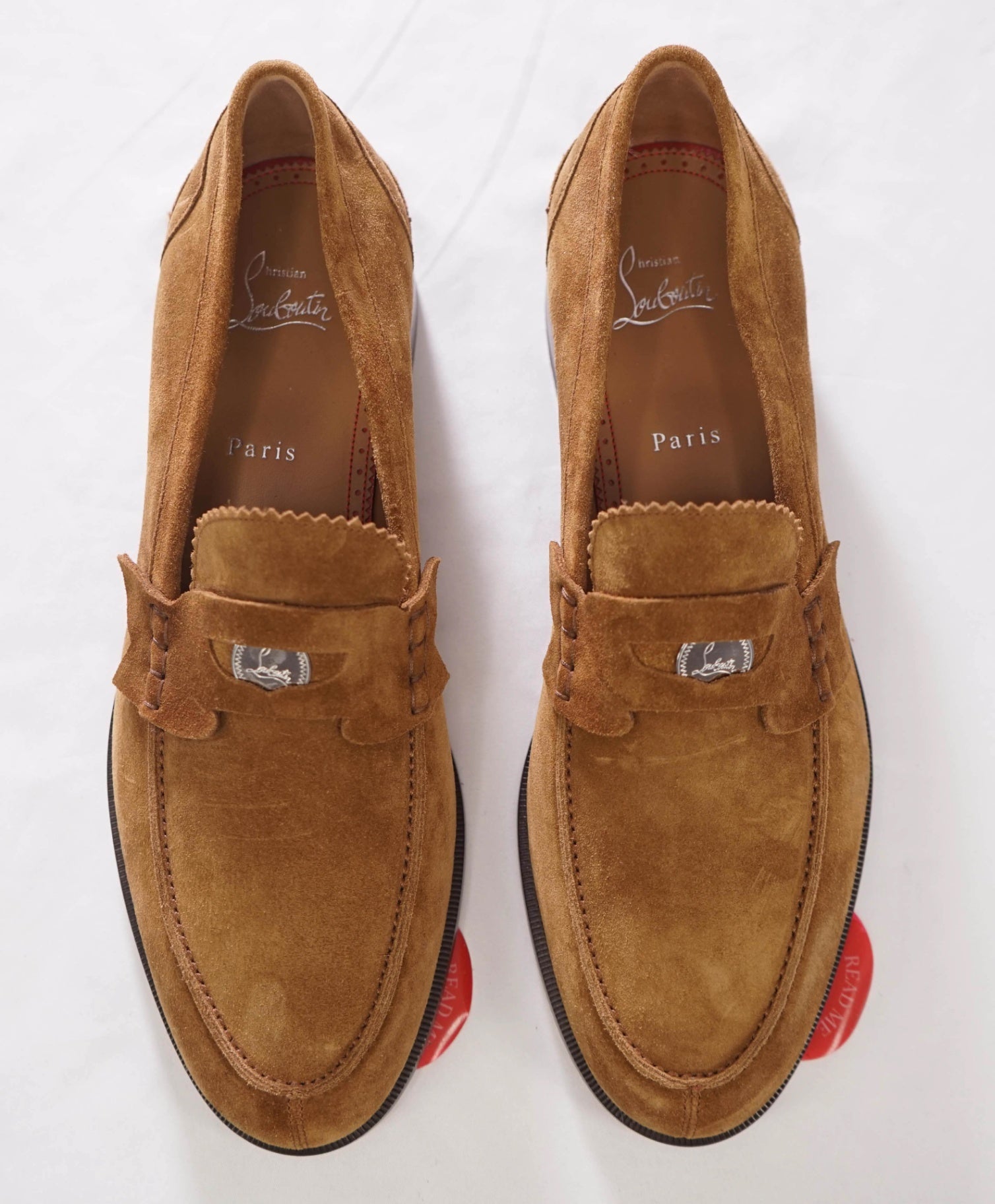 $1,145 CHRISTIAN LOUBOUTIN - *PENNY* Tobacco Suede Loafers - 10.5US (43.5EU)