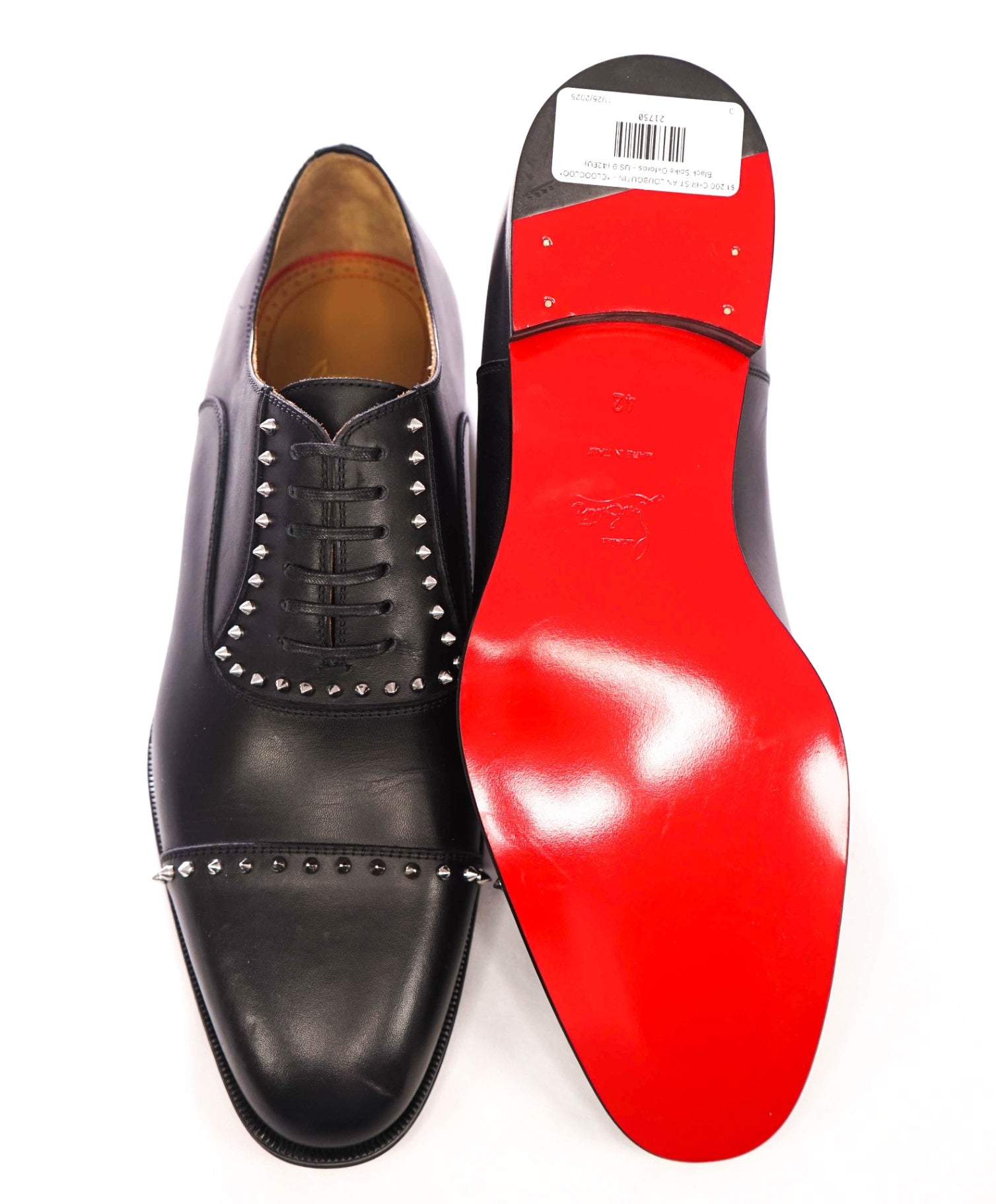 $1,200 CHRISTIAN LOUBOUTIN - *CLOOCLOO* Black Spike Oxfords - US 9 (42EU)
