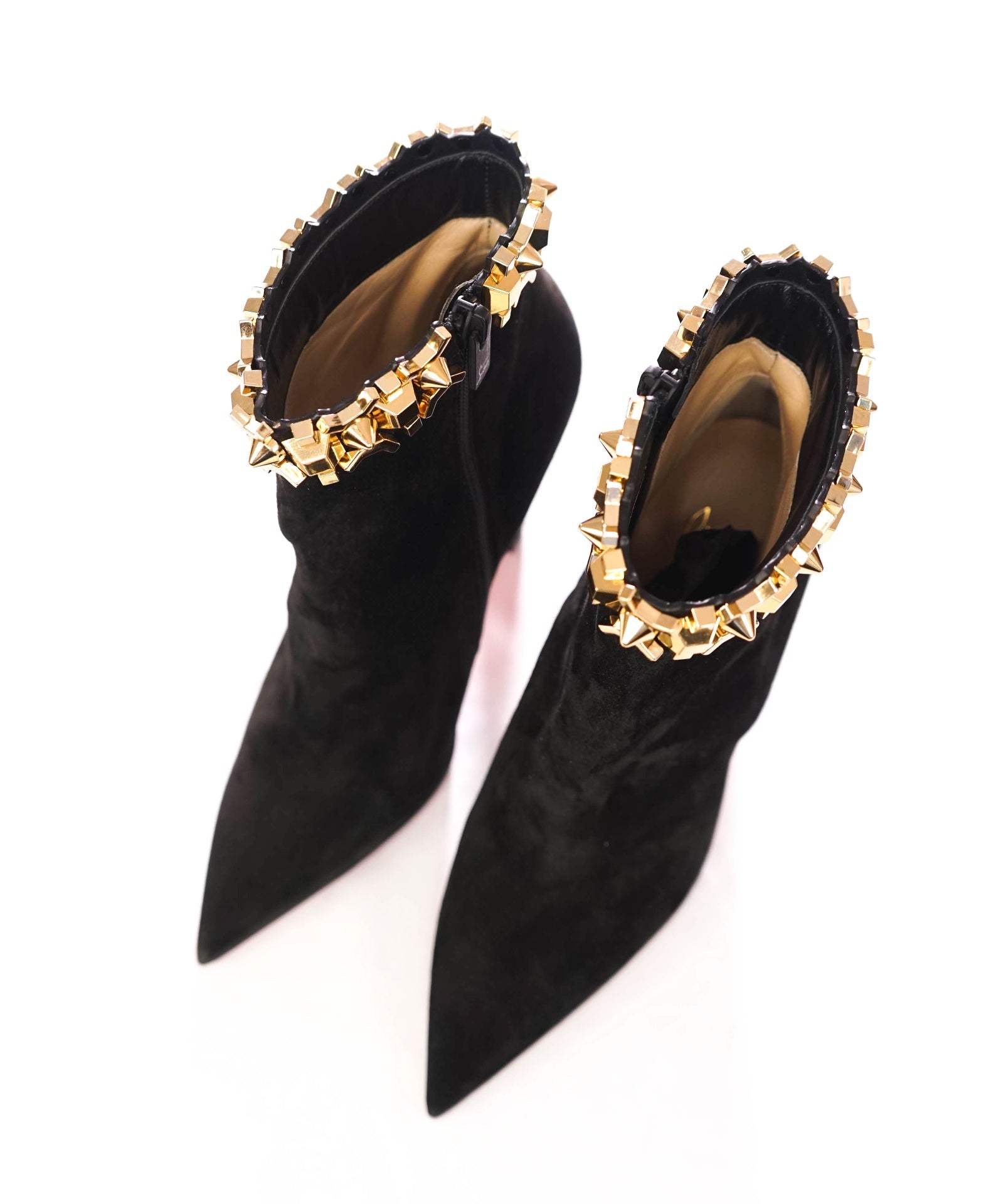 $1,595 CHRISTIAN LOUBOUTIN - Black Suede 100mm "ASTEROISPIKES" Boots - US 7 (37EU)