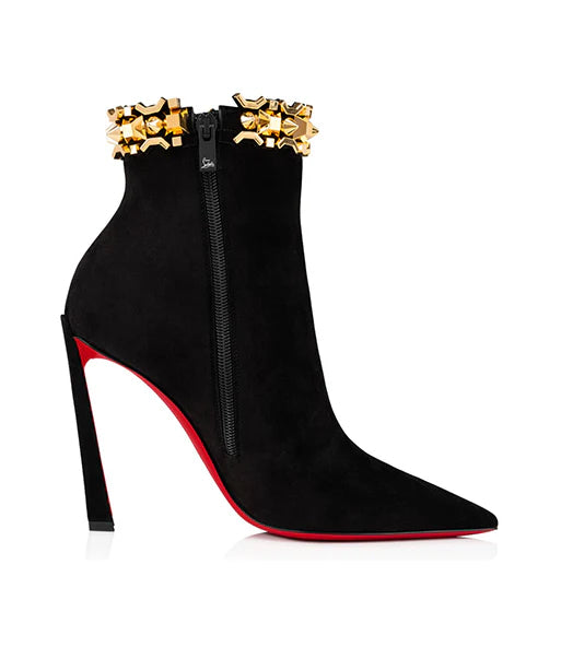 $1,595 CHRISTIAN LOUBOUTIN - Black Suede 100mm "ASTEROISPIKES" Boots - US 7 (37EU)