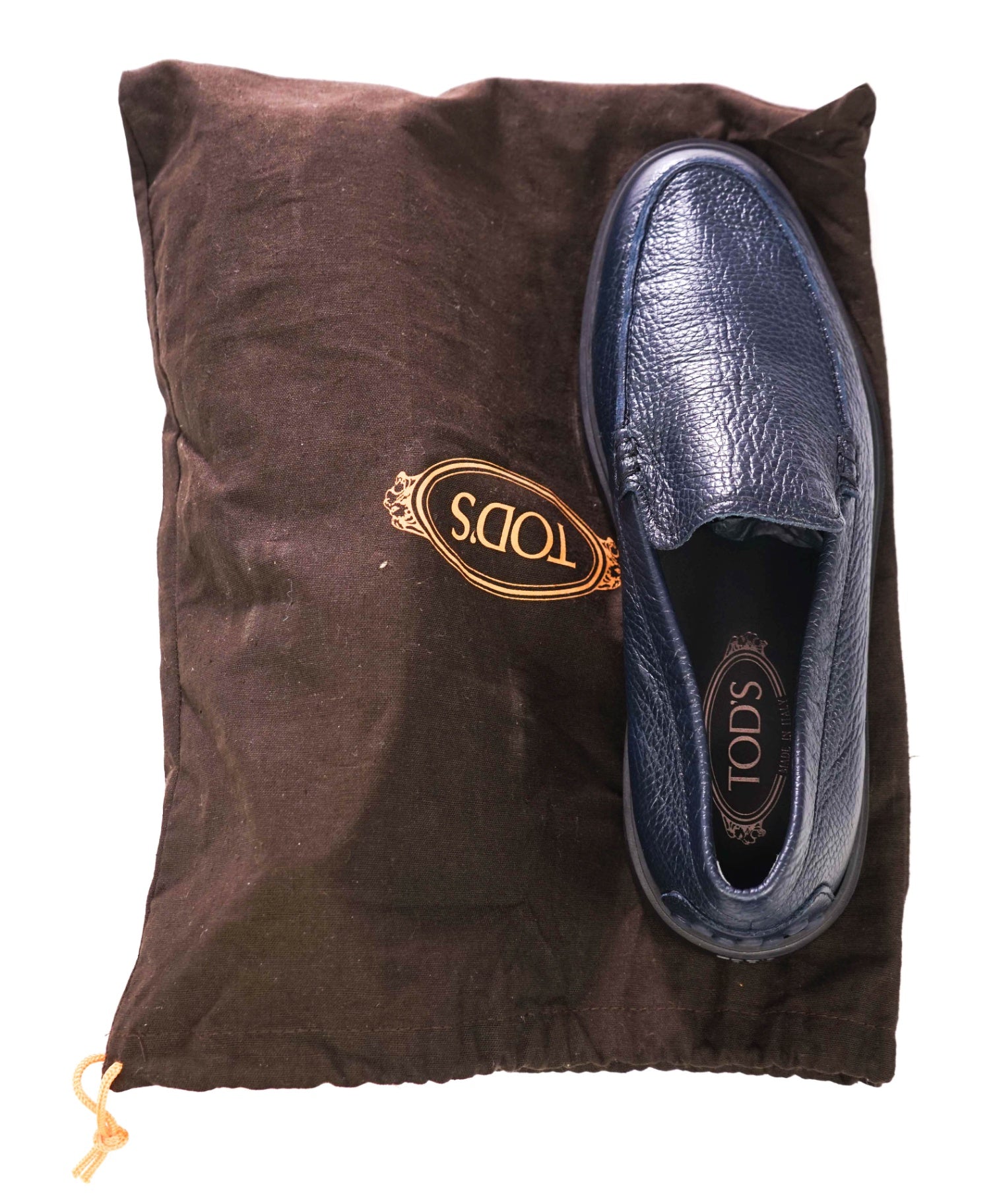 $975 TOD'S - Navy Blue SUPPLE PEBBLED Leather Loafers - US 8 (7UK)