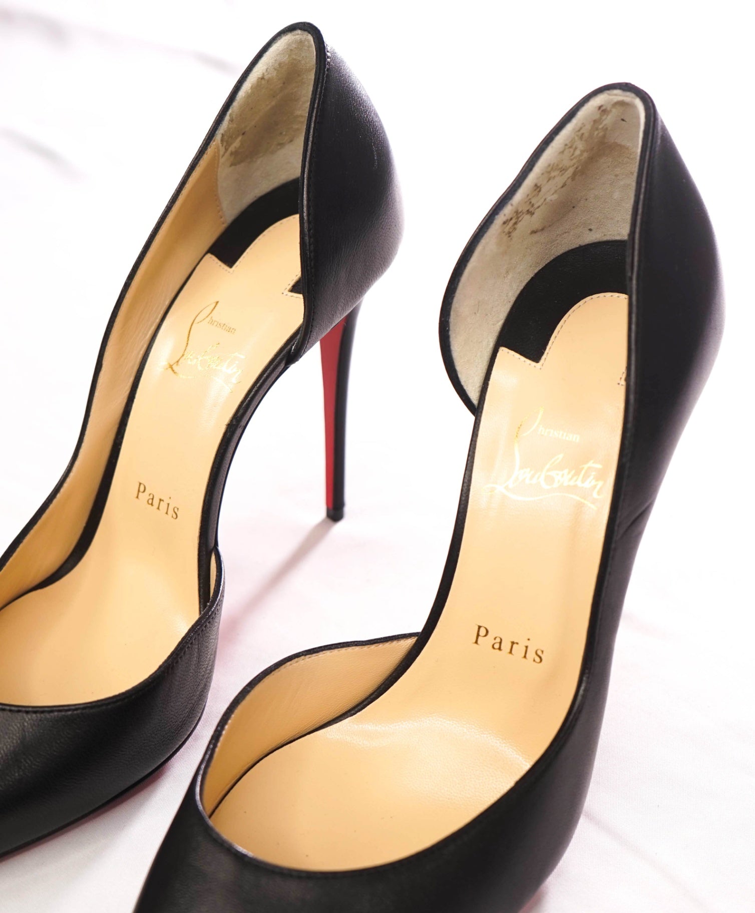 $845 CHRISTIAN LOUBOUTIN - Black Leather 100mm *IRIZA* Pumps - US 10.5 (40.4EU)