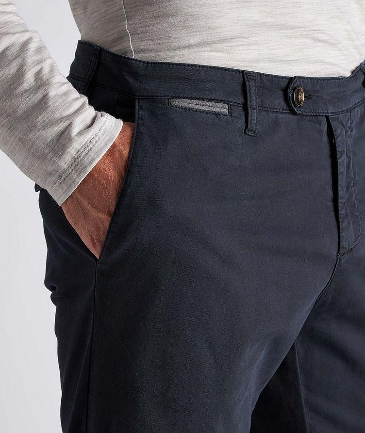 $395 ELEVENTY - Solid Navy Blue Distressed Cotton Chinos - 38W