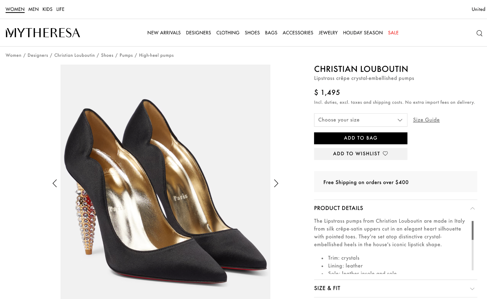 $1,495 CHRISTIAN LOUBOUTIN - Black Satin Crystal Embellished 100mm *HOT CHICK* Pumps - US 7 (37EU)