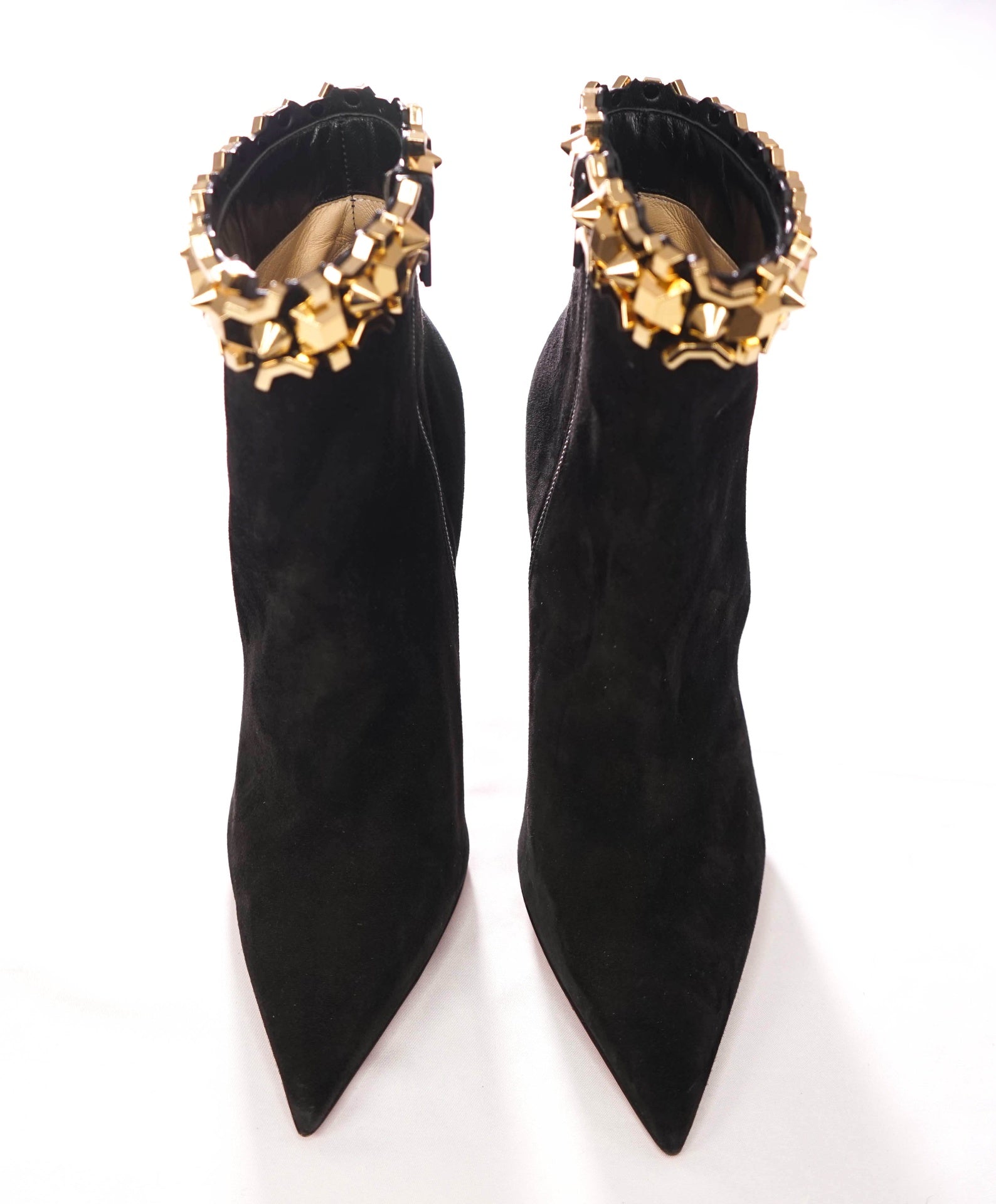 $1,595 CHRISTIAN LOUBOUTIN - Black Suede 100mm "ASTEROISPIKES" Boots - US 7 (37EU)