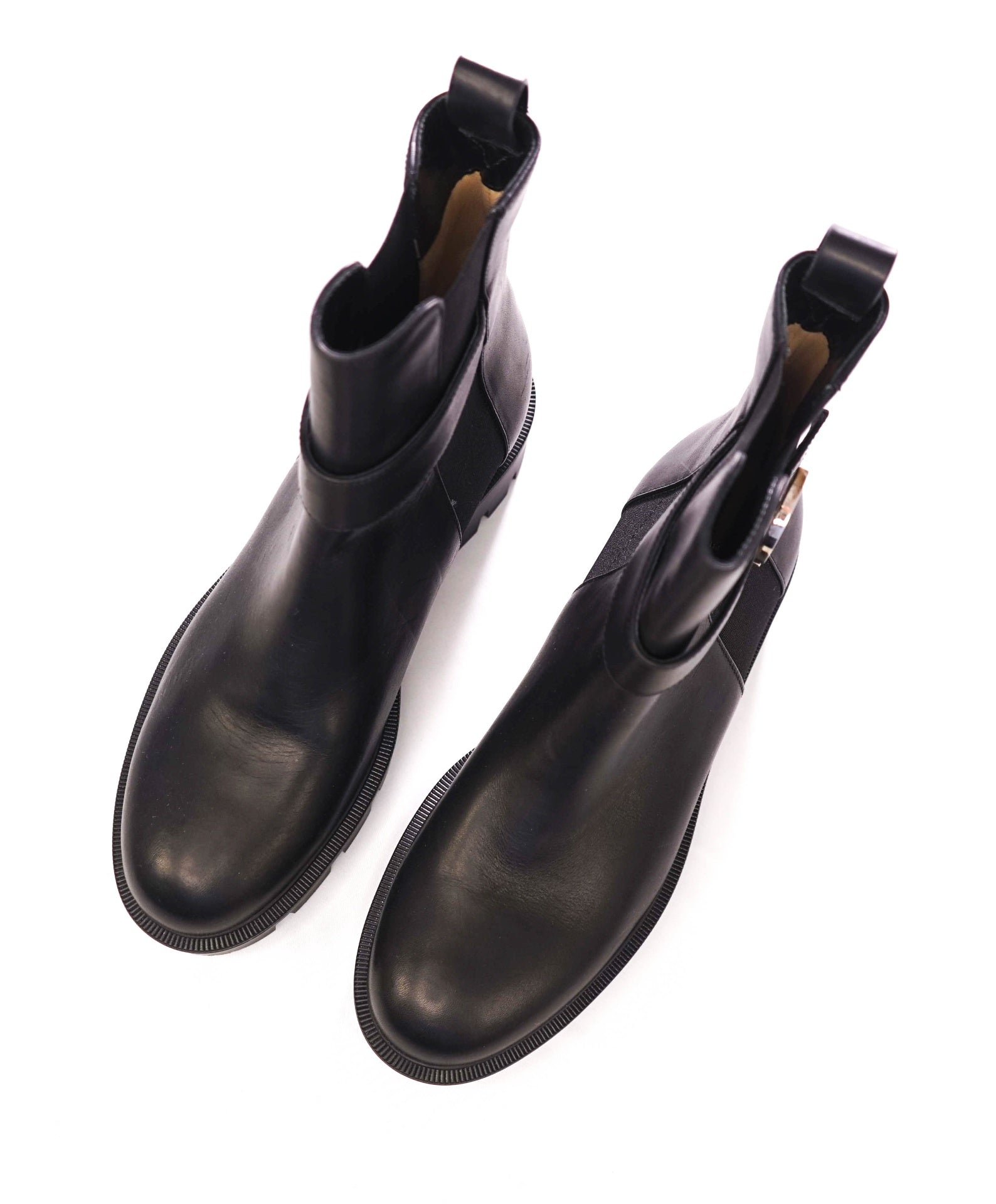 $1,295 CHRISTIAN LOUBOUTIN - Black Leather Lug Boots - US 7 (37EU)