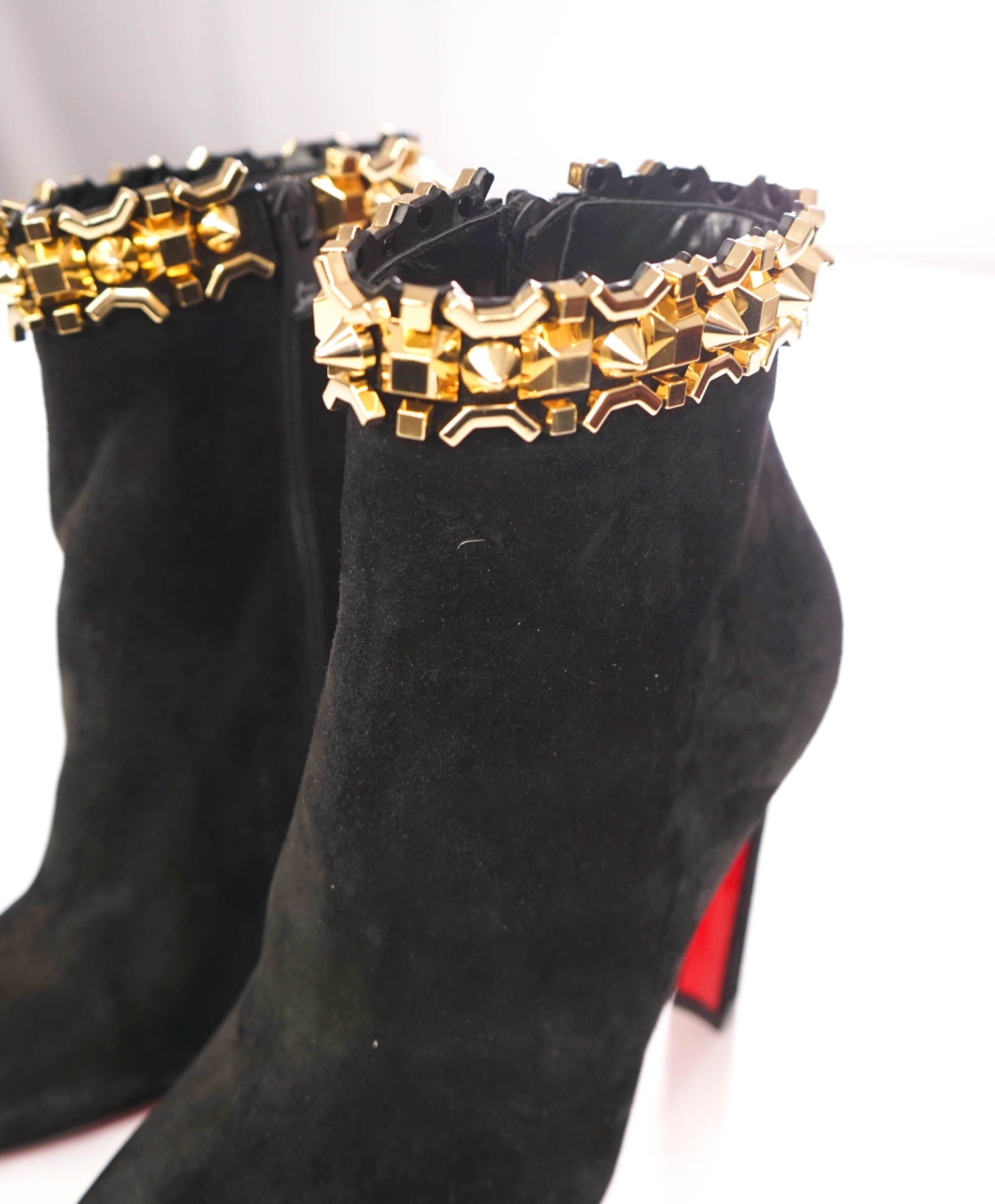 $1,595 CHRISTIAN LOUBOUTIN - Black Suede 100mm "ASTEROISPIKES" Boots - US 7 (37EU)