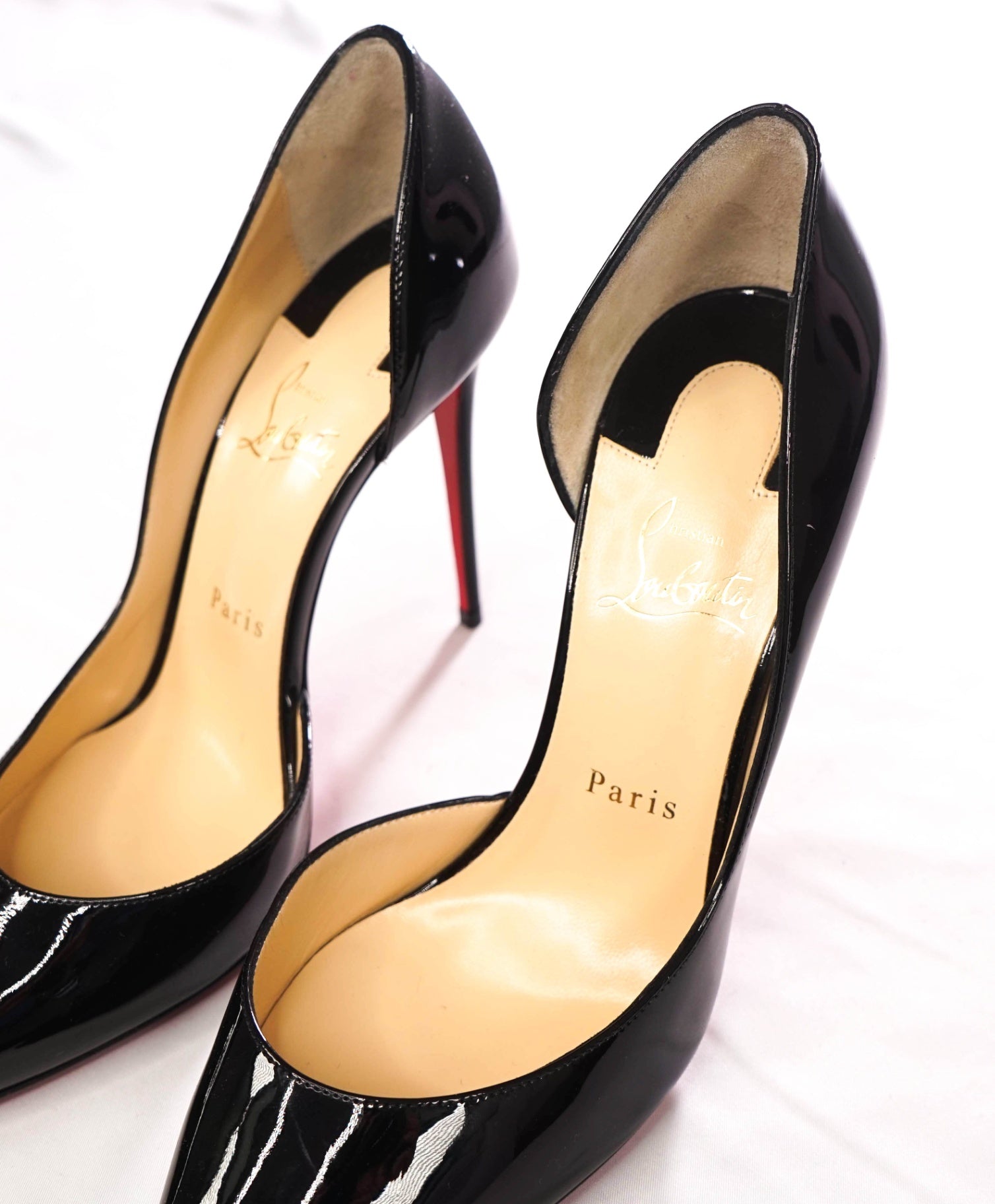 $845 CHRISTIAN LOUBOUTIN - Black Leather 100mm *IRIZA* Pumps - US 9 (39EU)