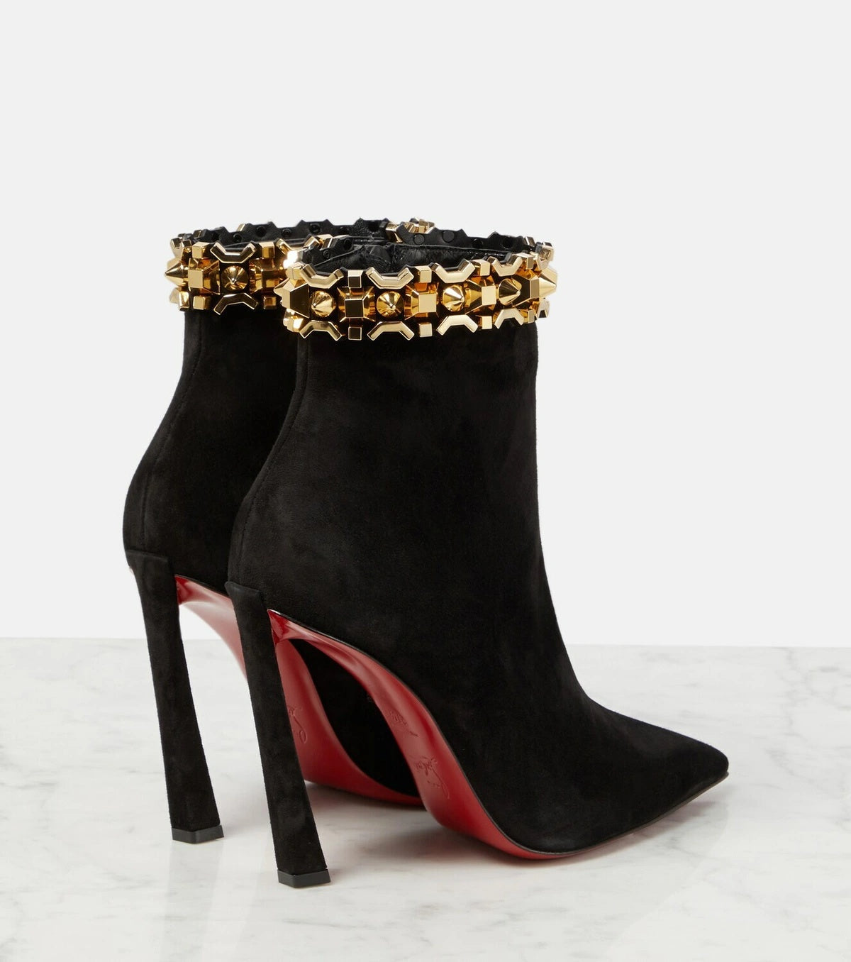 $1,595 CHRISTIAN LOUBOUTIN - Black Suede 100mm "ASTEROISPIKES" Boots - US 7 (37EU)