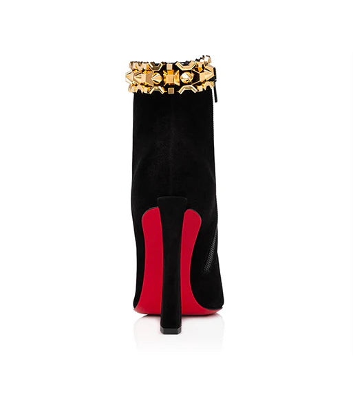 $1,595 CHRISTIAN LOUBOUTIN - Black Suede 100mm "ASTEROISPIKES" Boots - US 7 (37EU)