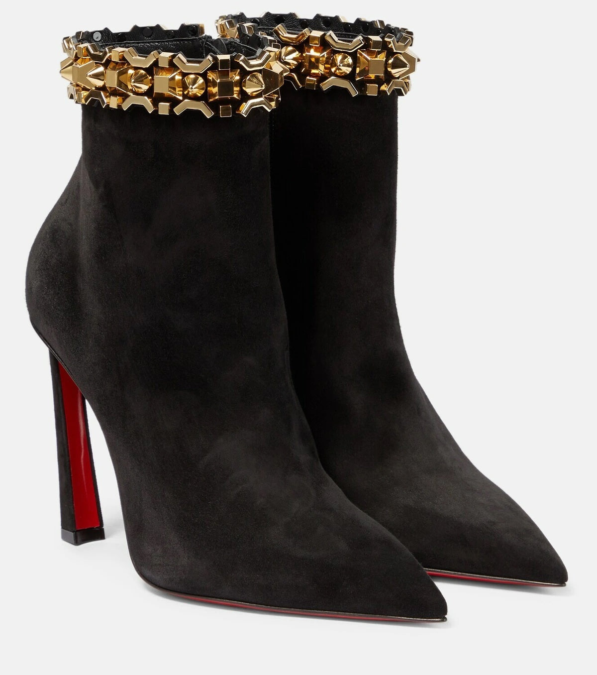 $1,595 CHRISTIAN LOUBOUTIN - Black Suede 100mm "ASTEROISPIKES" Boots - US 7 (37EU)
