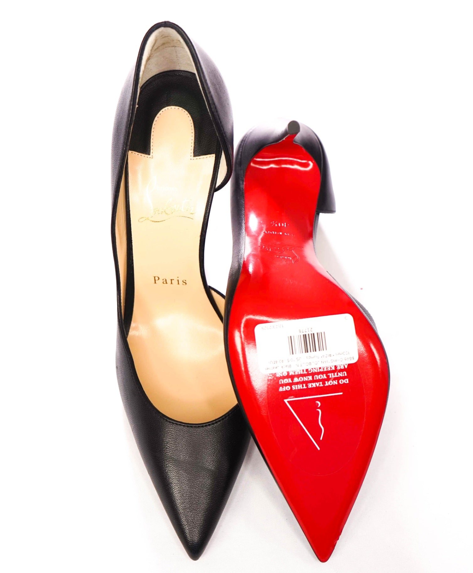 $845 CHRISTIAN LOUBOUTIN - Black Leather 100mm *IRIZA* Pumps - US 10.5 (40.4EU)
