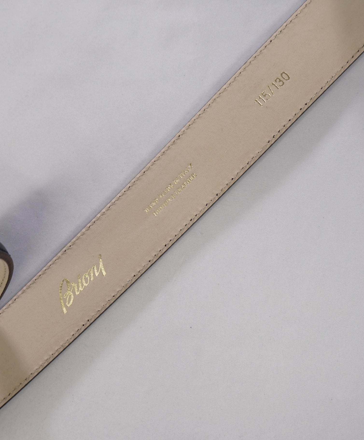 $850 BRIONI - Navy Blue Logo Texture Genuine Leather Belt - 43W