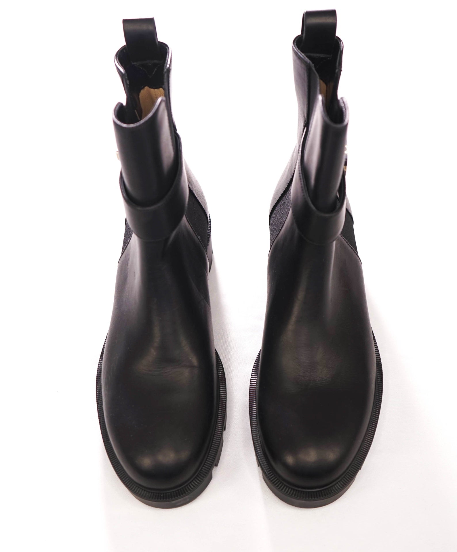 $1,295 CHRISTIAN LOUBOUTIN - Black Leather Lug Boots - US 7 (37EU)