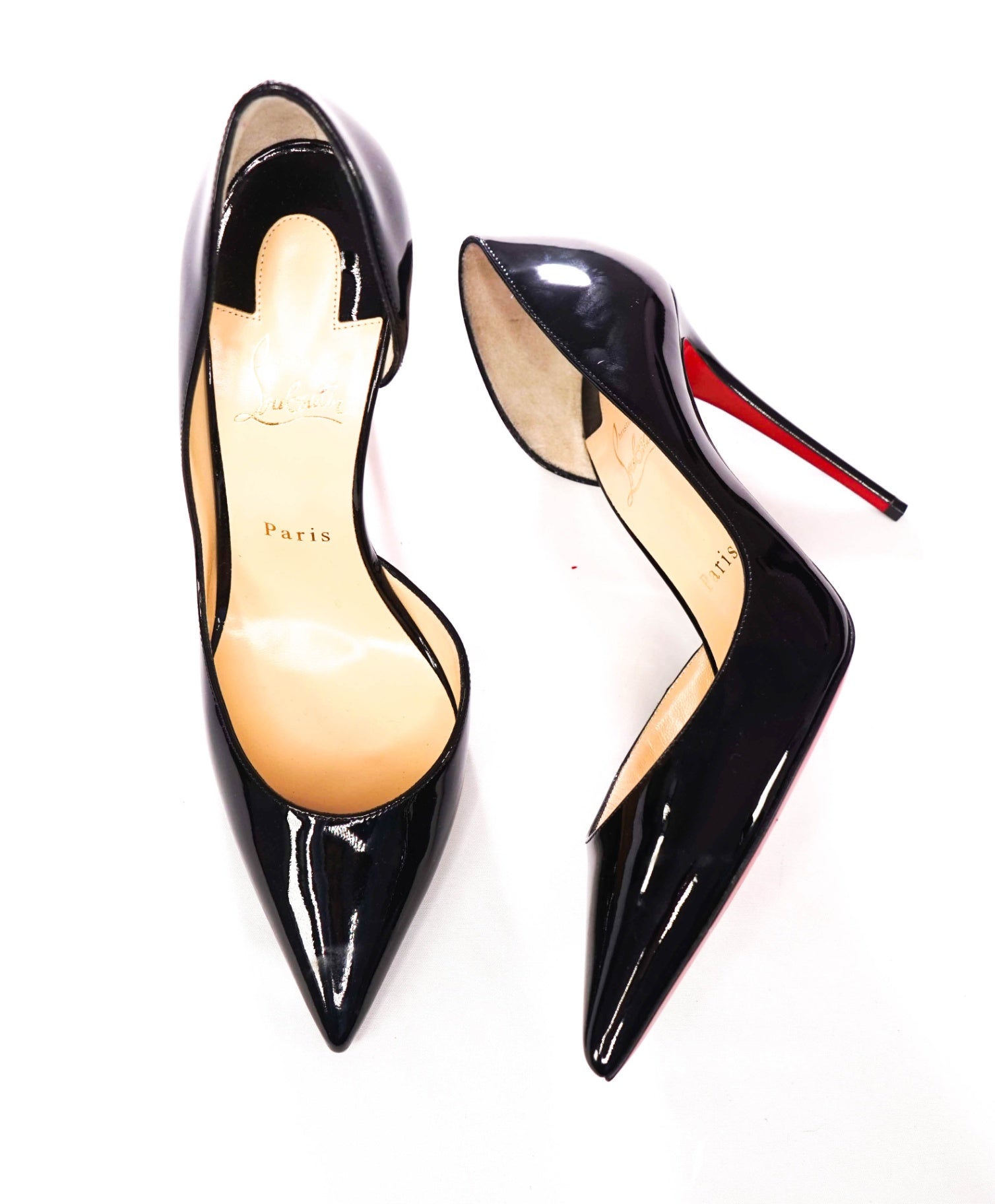 $845 CHRISTIAN LOUBOUTIN - Black Leather 100mm *IRIZA* Pumps - US 9 (39EU)