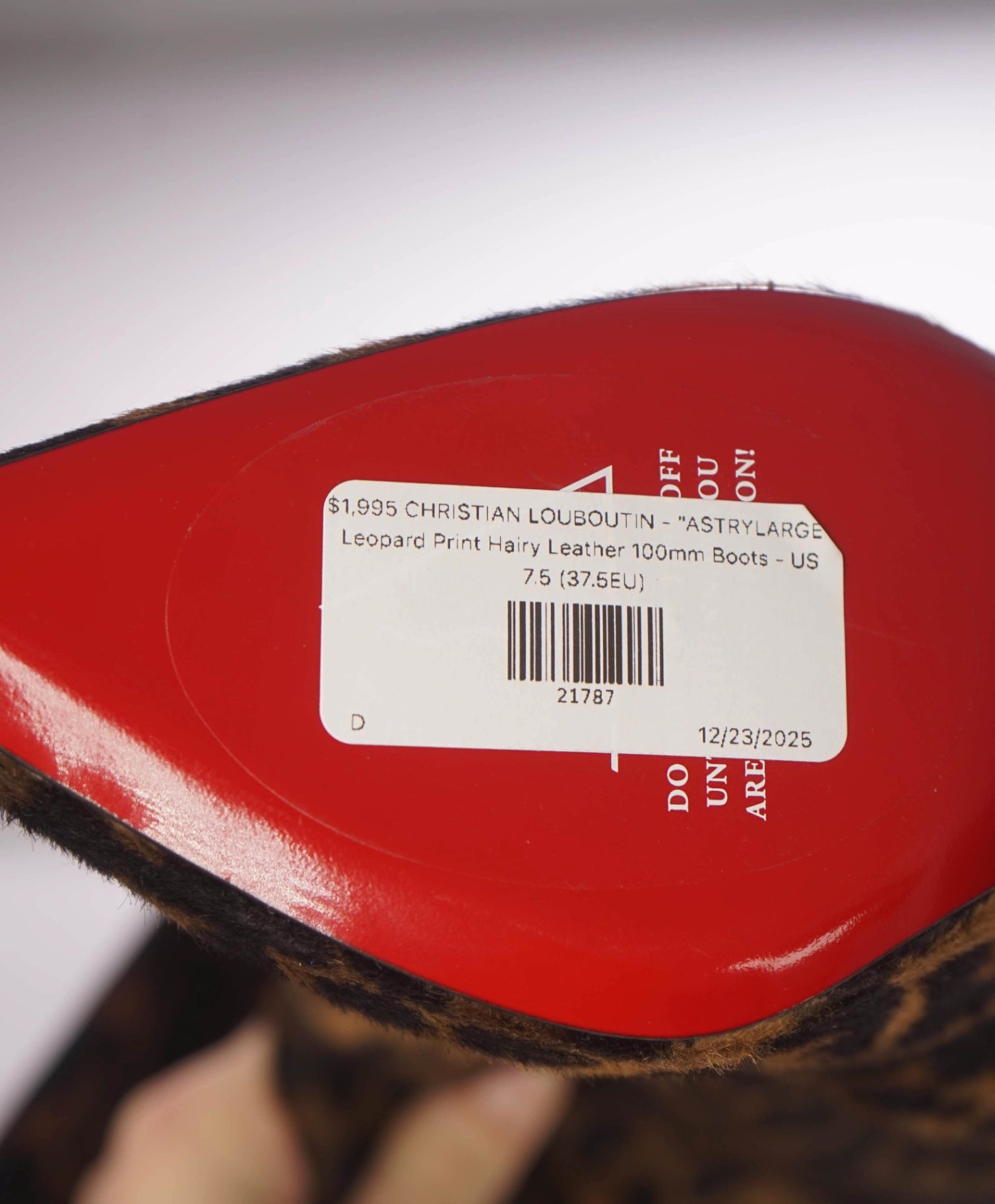 $1,995 CHRISTIAN LOUBOUTIN -  "ASTRYLARGE" Leopard Pony Hair 100mm Boots - US 7.5 (37.5EU)