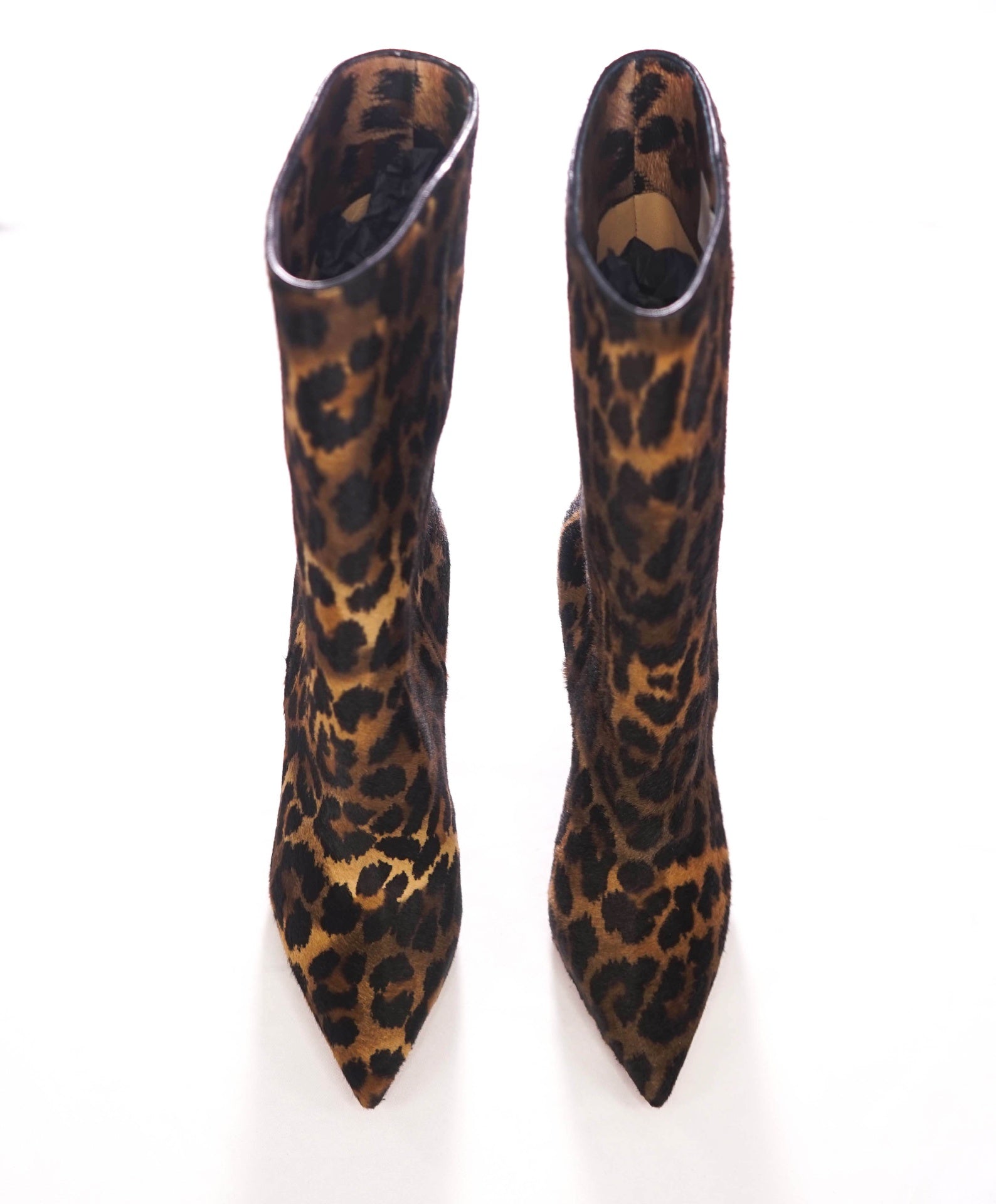$1,995 CHRISTIAN LOUBOUTIN -  "ASTRYLARGE" Leopard Pony Hair 100mm Boots - US 7.5 (37.5EU)