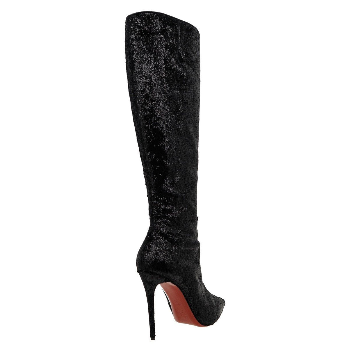 $1,845 CHRISTIAN LOUBOUTIN - Black "KATE BOTTA" Velours Papillon 100mm Boots - US 10 (40EU)