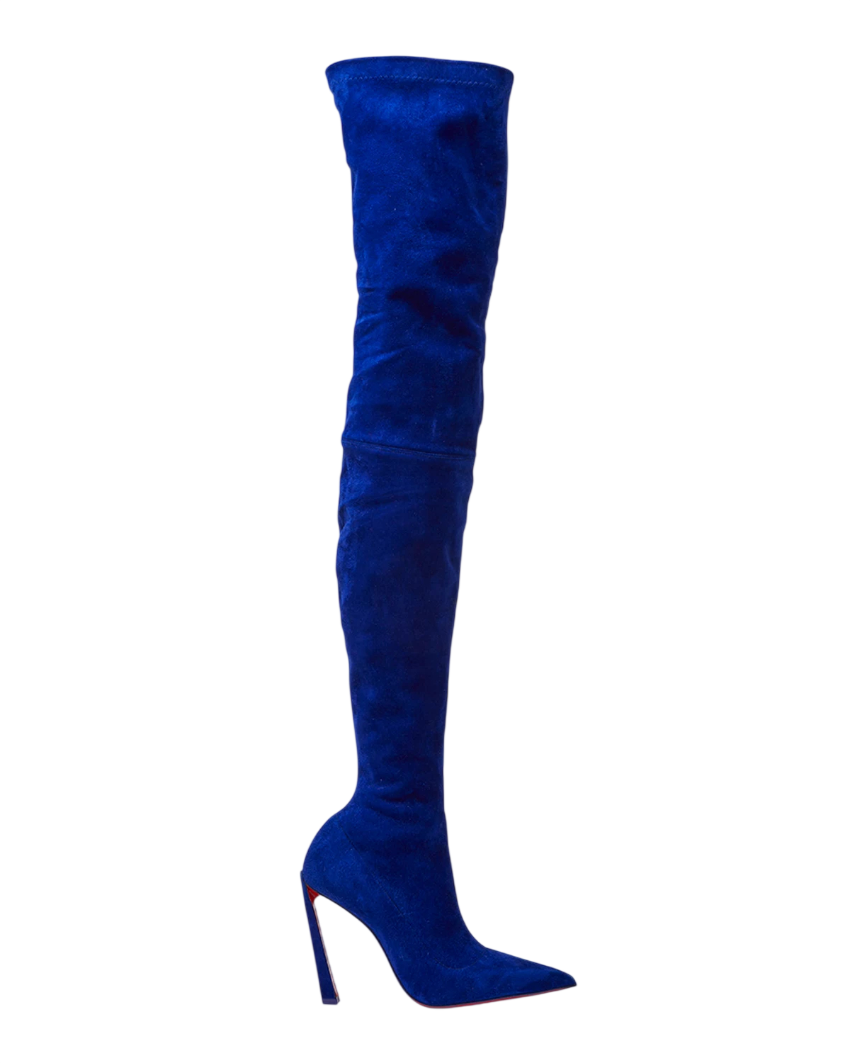 $2,895 CHRISTIAN LOUBOUTIN - Blue Suede 100mm "ALTA" Top over the knee Boots - US 11 (41EU)