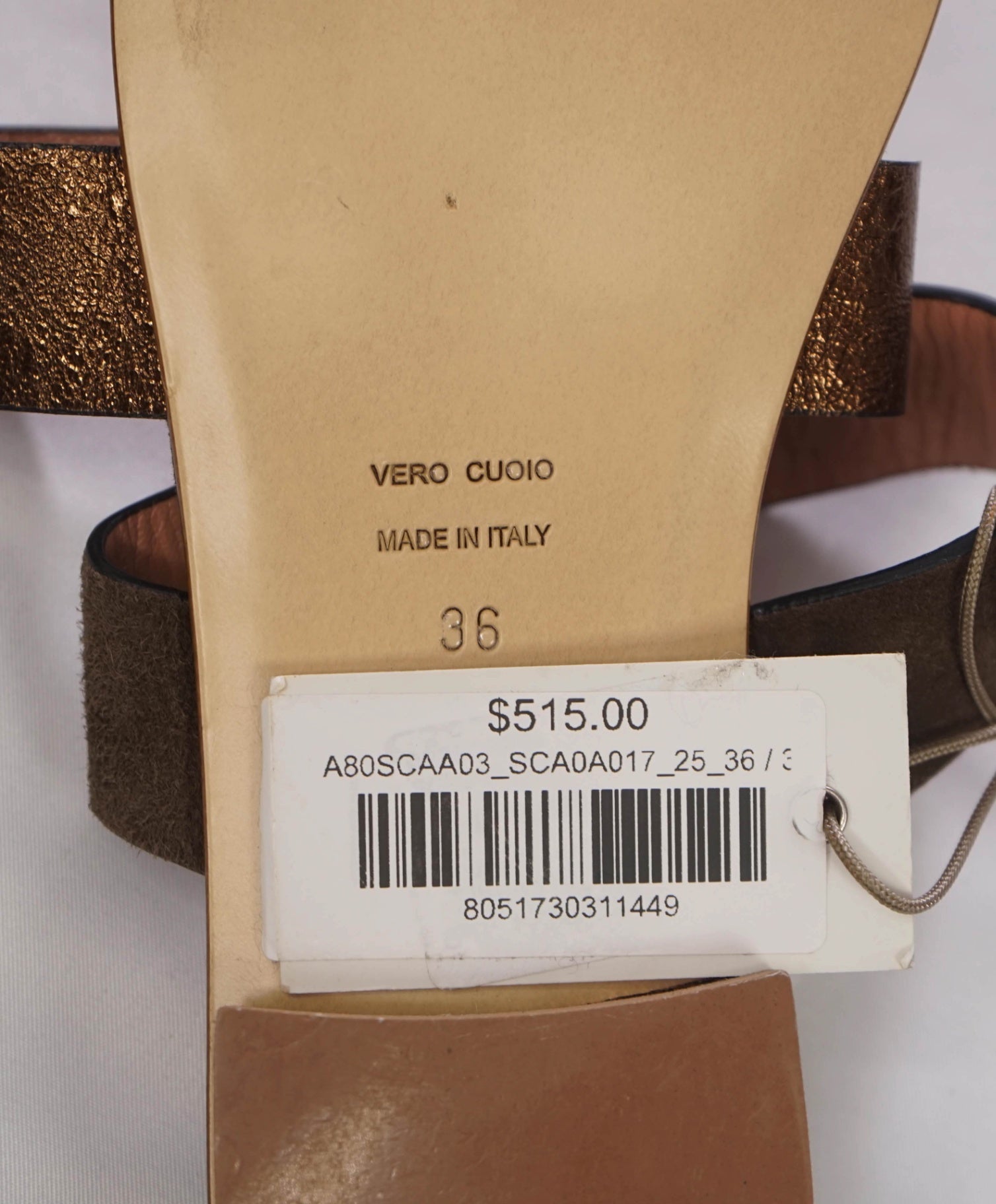 $515 ELEVENTY - Gray/Brown Suede Sandals - US 6 (36EU)
